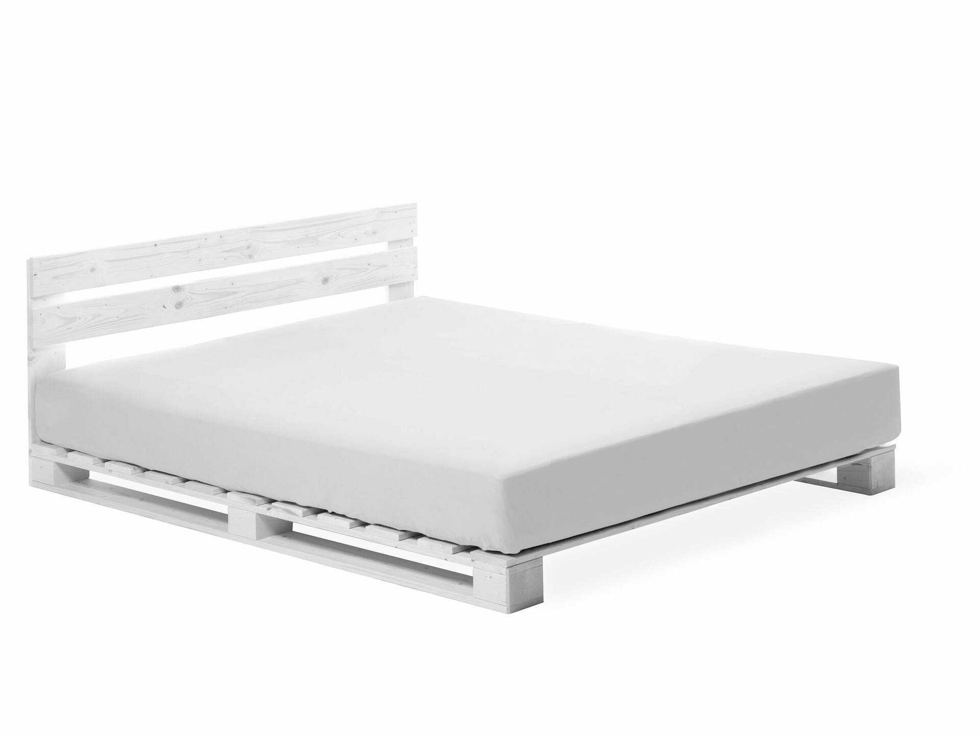 PALETTI Massivholzbett / Palettenbett inklusive Kopfteil 90 x 200 cm | Fichte weiss