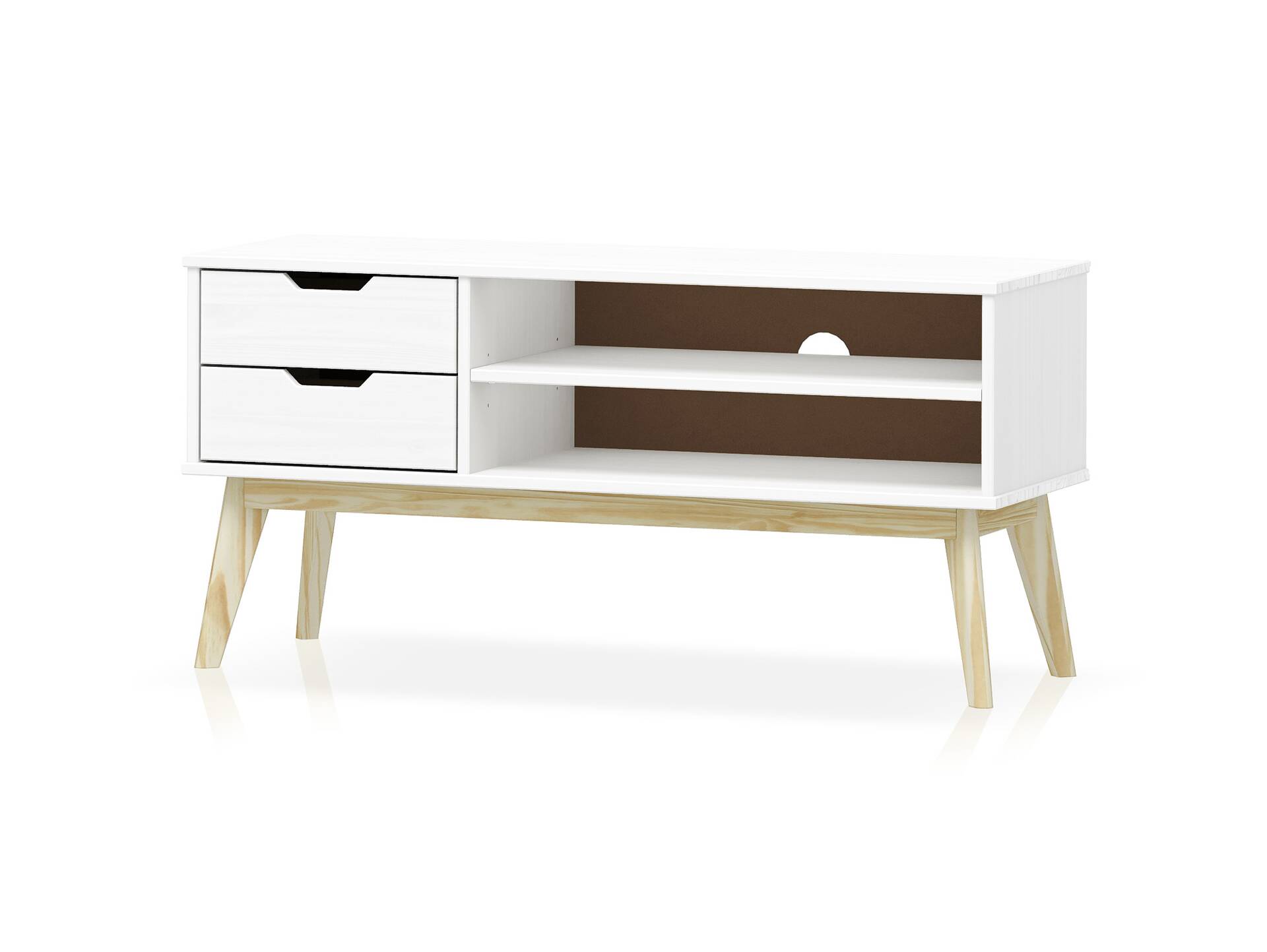 BARNY TV Lowboard II, Material Massivholz, Kiefer Kiefer weiss lackiert