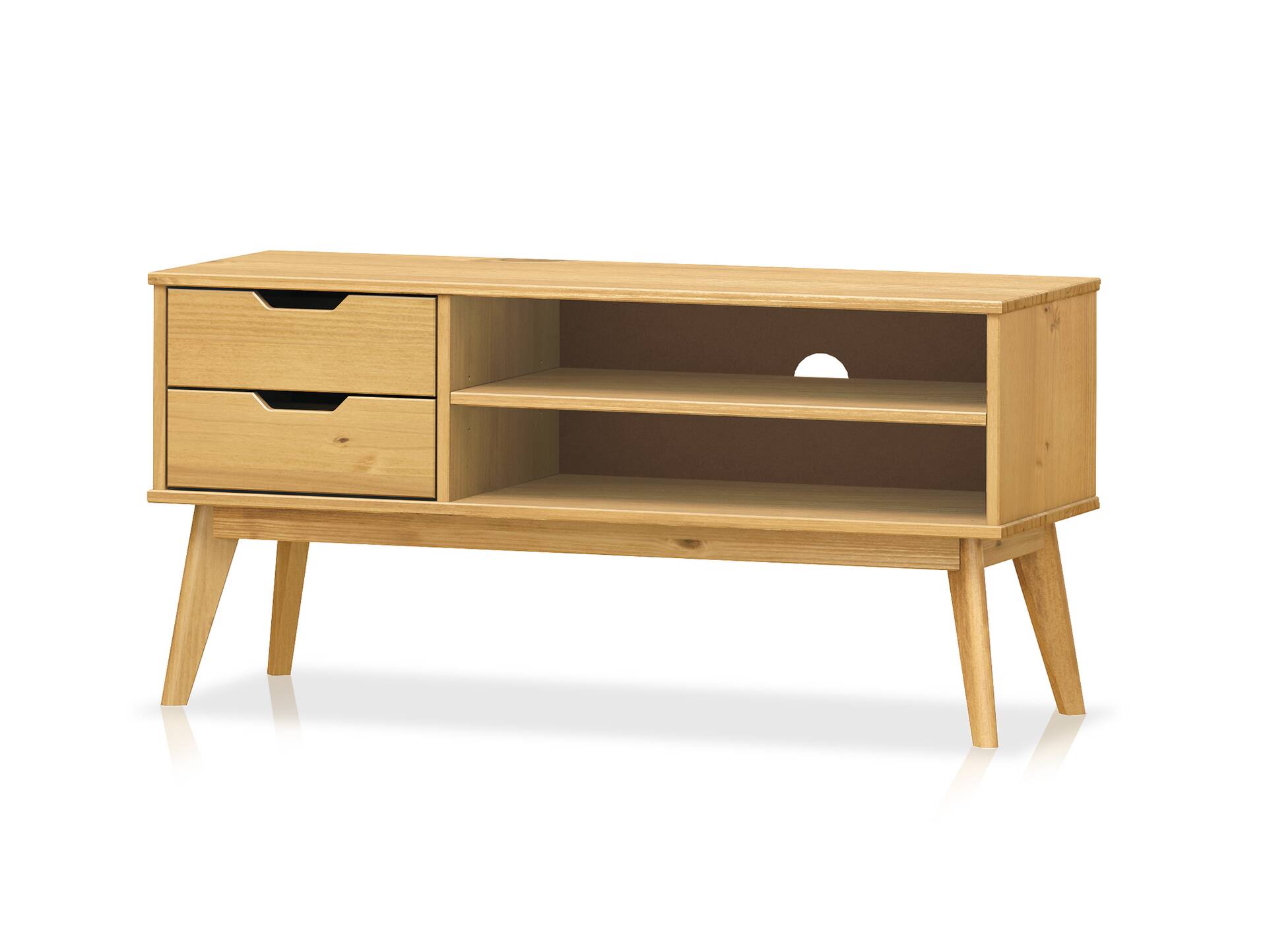 BARNY TV Lowboard II, Material Massivholz, Kiefer Kiefer weiss lackiert