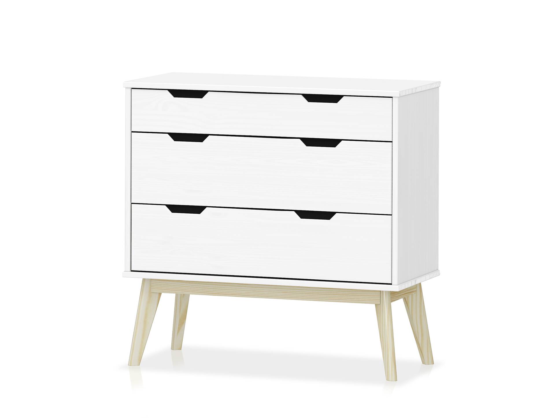 BARNY Kommode 3 Schubkästen, Material Massivholz, Kiefer Kiefer weiss lackiert