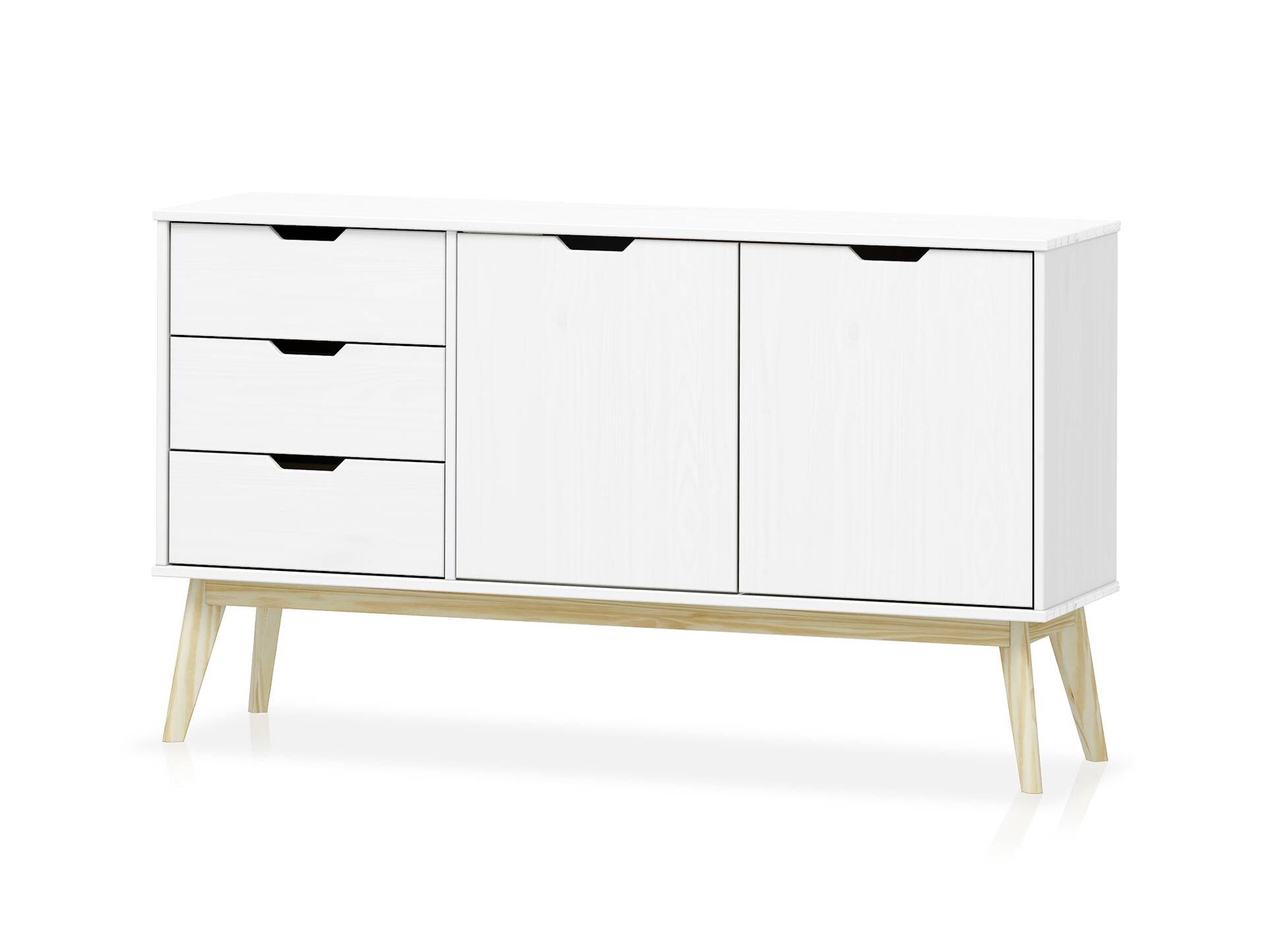 BARNY Sideboard, Material Massivholz, Kiefer Kiefer weiss lackiert