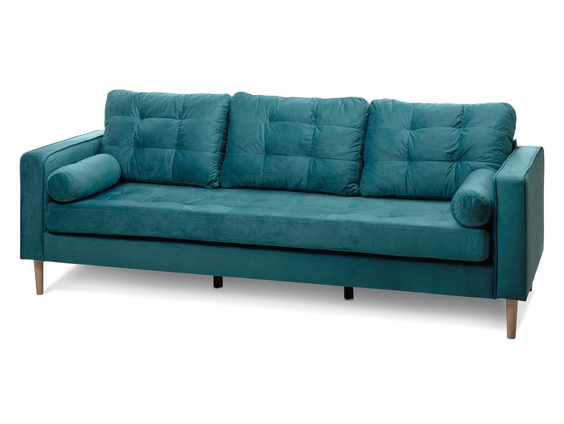 GLAMMI 3-Sitzer Sofa mit Samtbezug, Füße Buche massiv Petrol