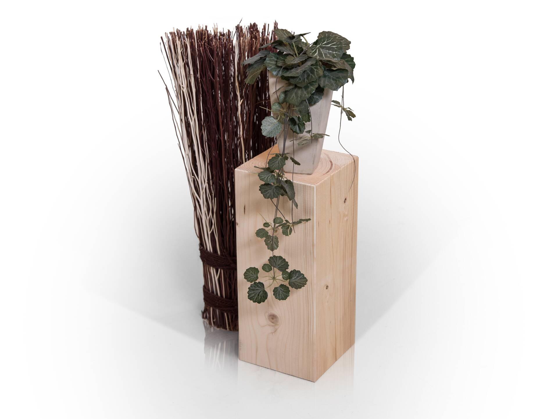 Blumensäule / Dekosäule, Material Massivholz, Fichte massiv natur | 15x15 cm | 40 cm