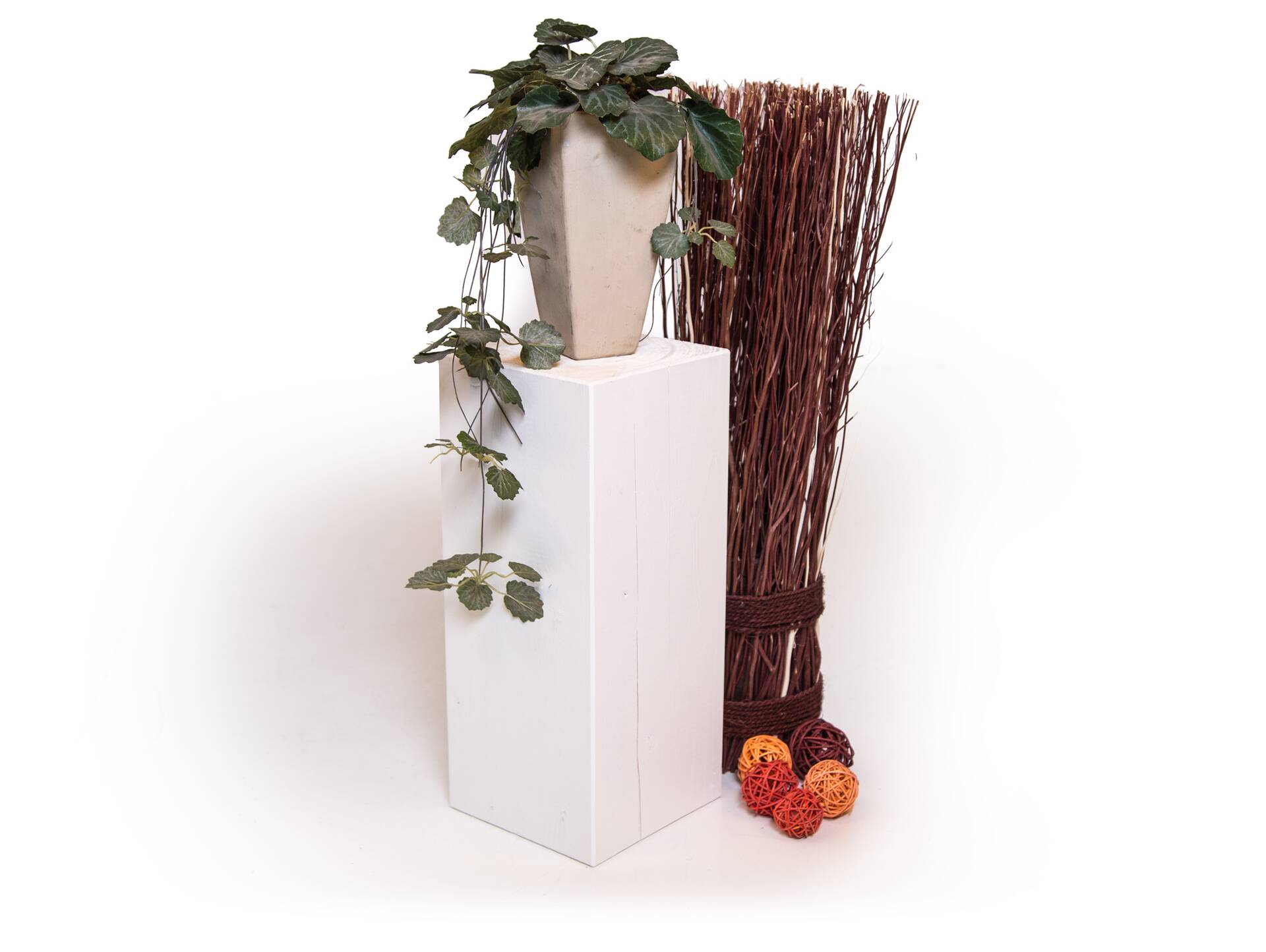 Blumensäule / Dekosäule, Material Massivholz, Fichte massiv weiss | 15x15 cm | 40 cm