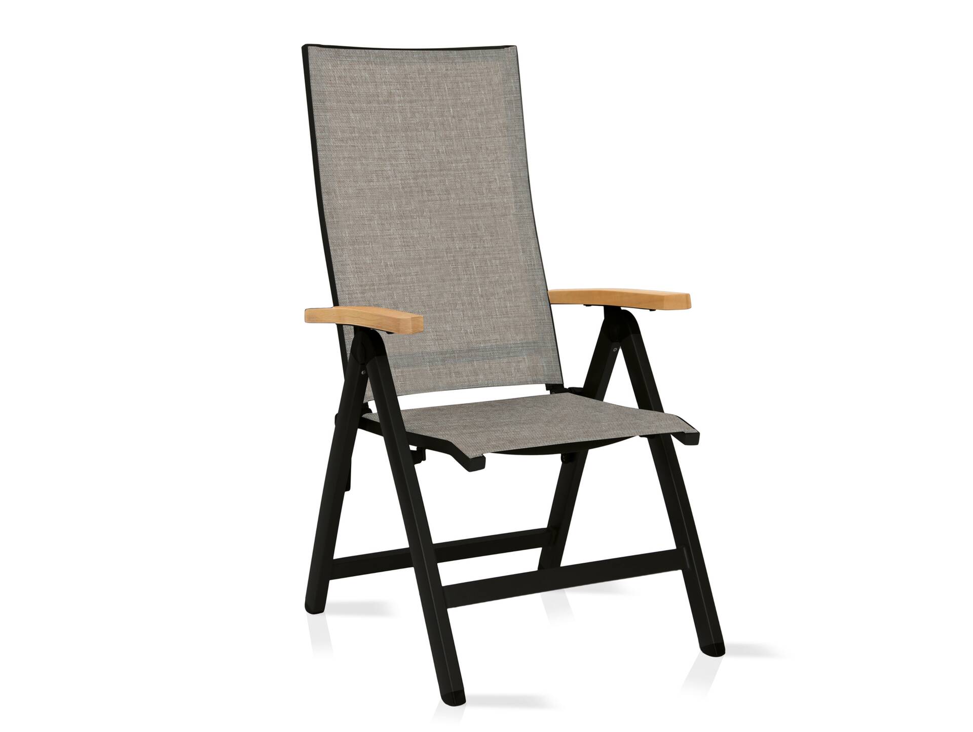 NEW TOP Klappsessel, Material Aluminium,  schwarz matt/Leinen grau 