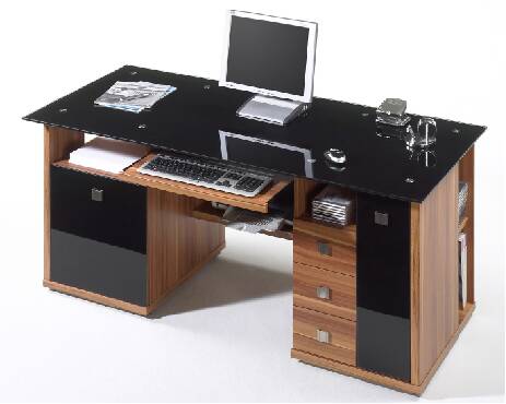 Micro Desk Computerschreibtisch Glas schwarz 