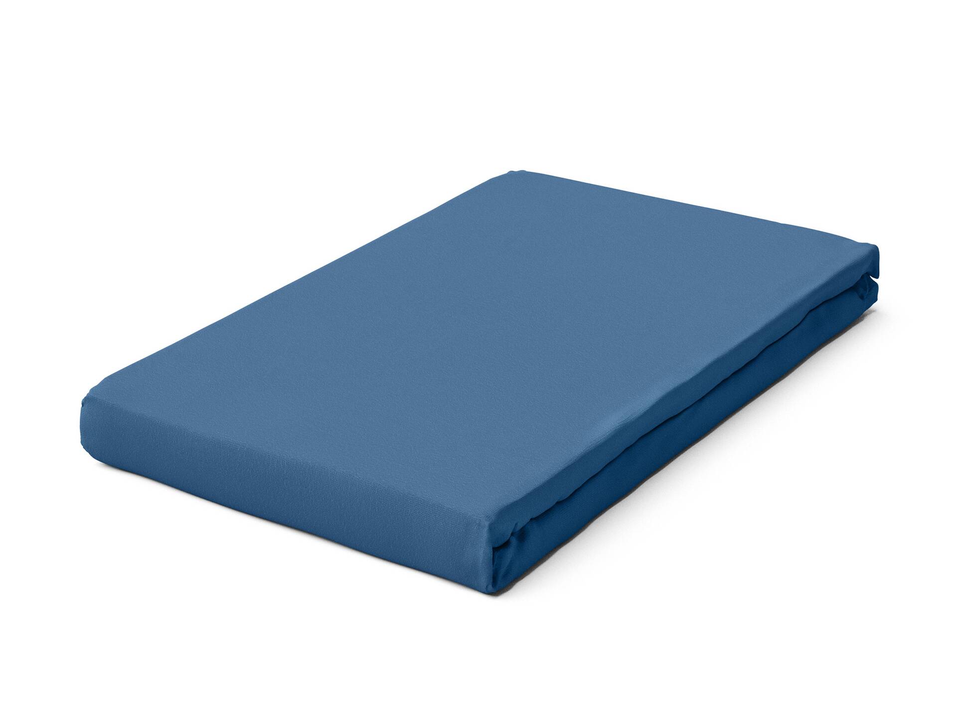 Schlafgut PURE Spannbetttuch/Spannbettlaken für Matratze, Bio-Mako-Baumwolle mit Elastan Blau | 140x190 - 160x220 cm