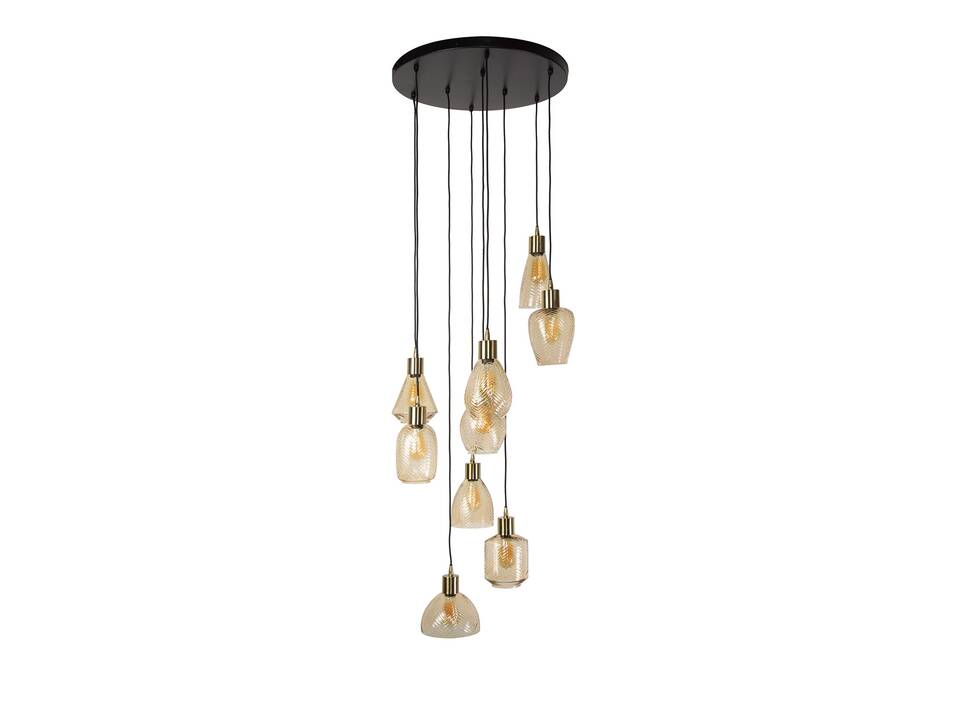 ELIAN Hängelampe, 9-flammig, Material Glas, bernsteinfarbig 