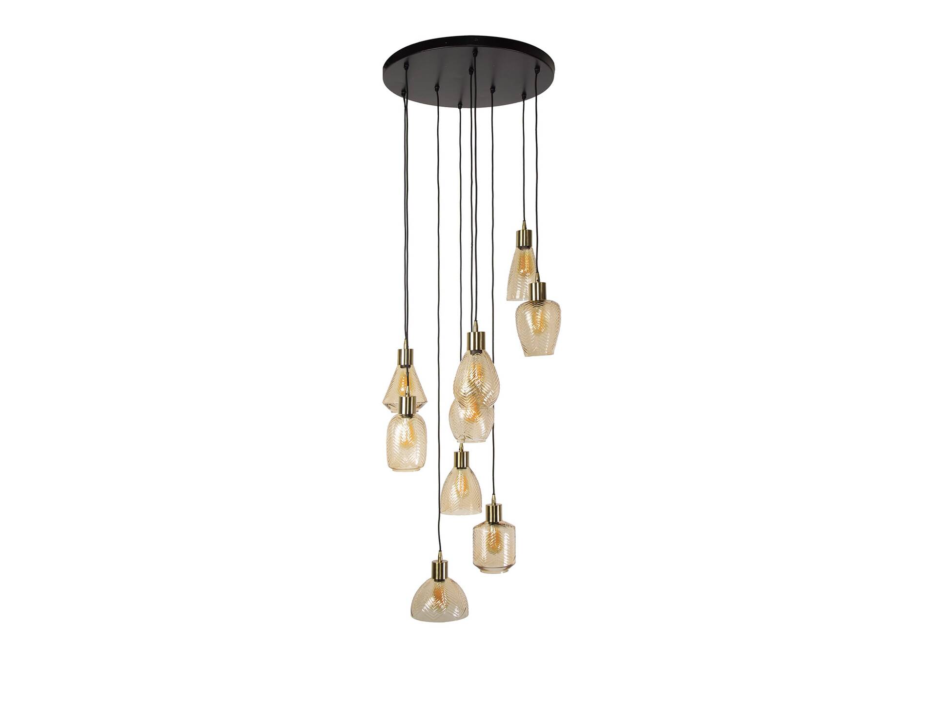 ELIAN Hängelampe, 9-flammig, Material Glas, bernsteinfarbig 