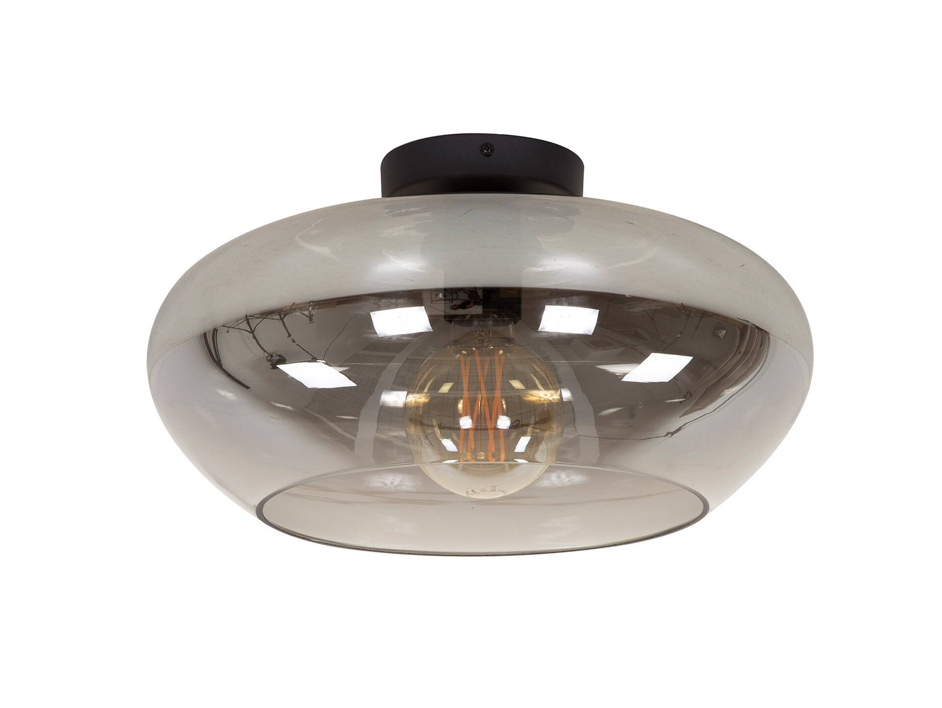 CYRIAN Deckenlampe, 1-flammig, Material Glas, rauchfarbig 