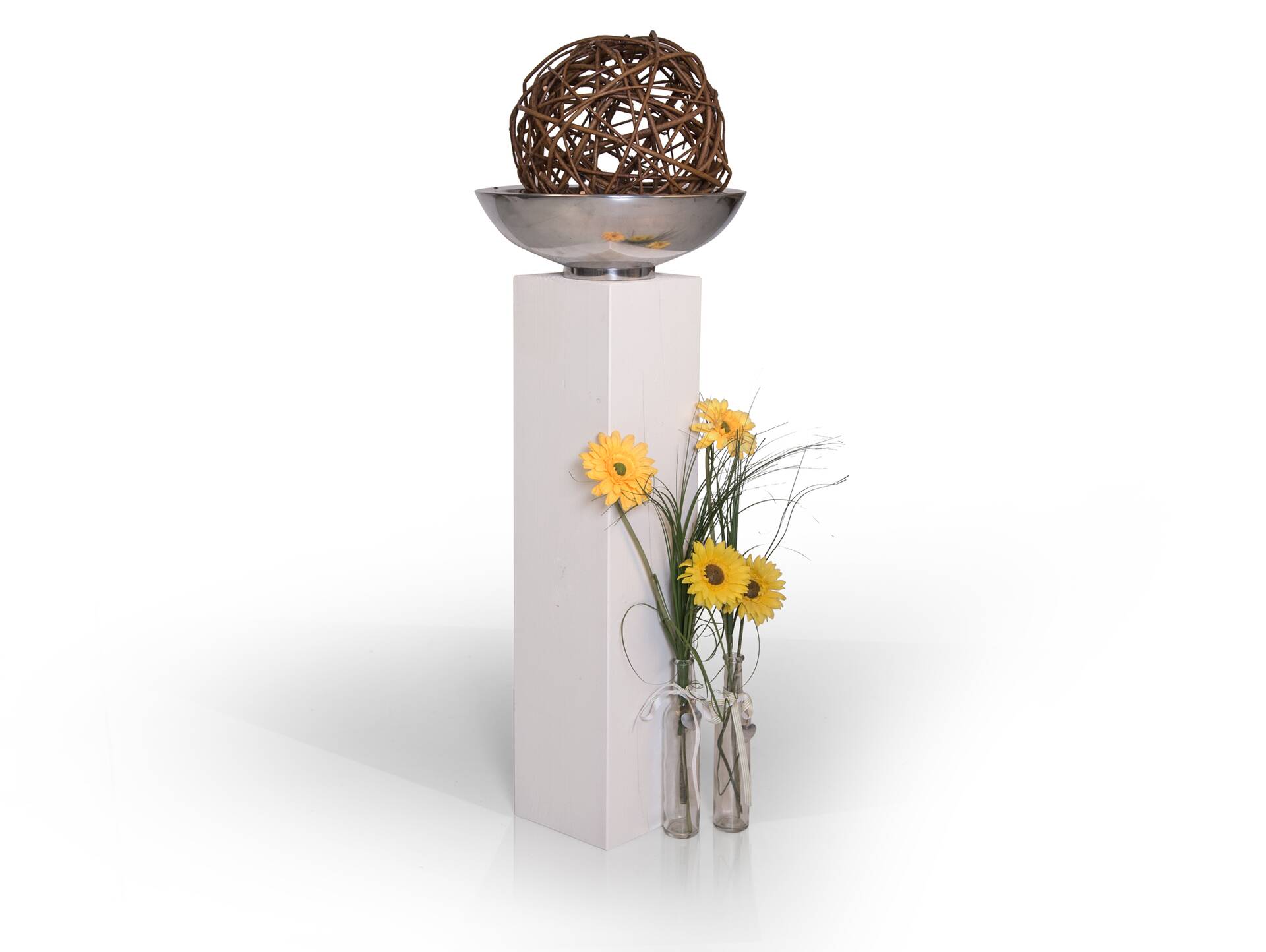 Blumensäule / Dekosäule, Material Massivholz, Fichte massiv weiss | 19x19 cm | 80 cm