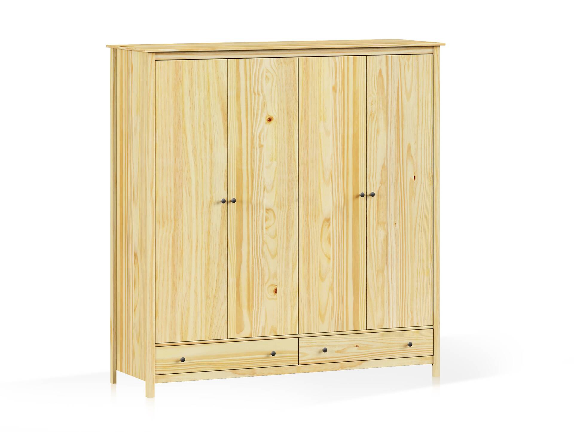 TOBINO Kleiderschrank 4trg, Material Massivholz, Kiefer Kiefer natur | Metall
