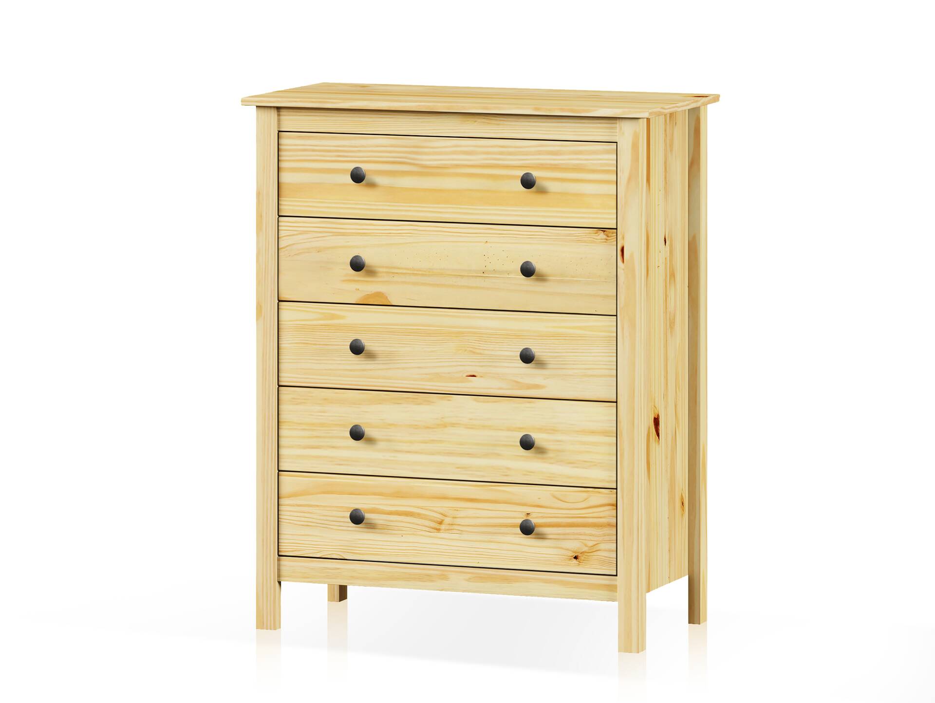 TOBINO Kommode mit 5 Schubladen, Material Massivholz, Kiefer Kiefer natur | Metall