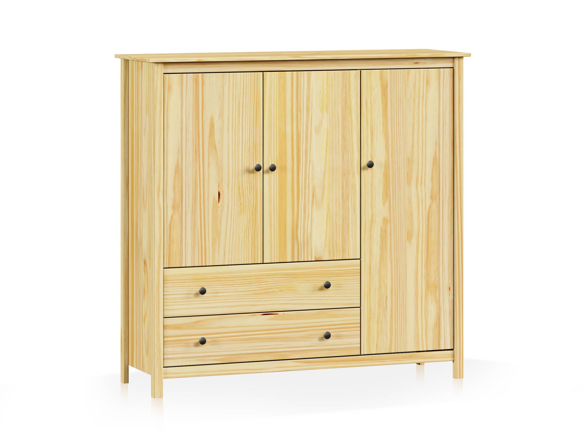 TOBINO Kleiderschrank/Wäscheschrank 3trg, Material Massivholz, Kiefer Kiefer natur | Metall