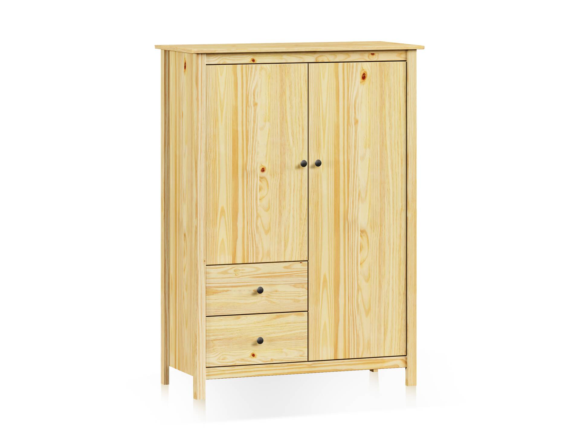 TOBINO Kleiderschrank/Wäscheschrank 2trg, Material Massivholz, Kiefer Kiefer natur | Metall