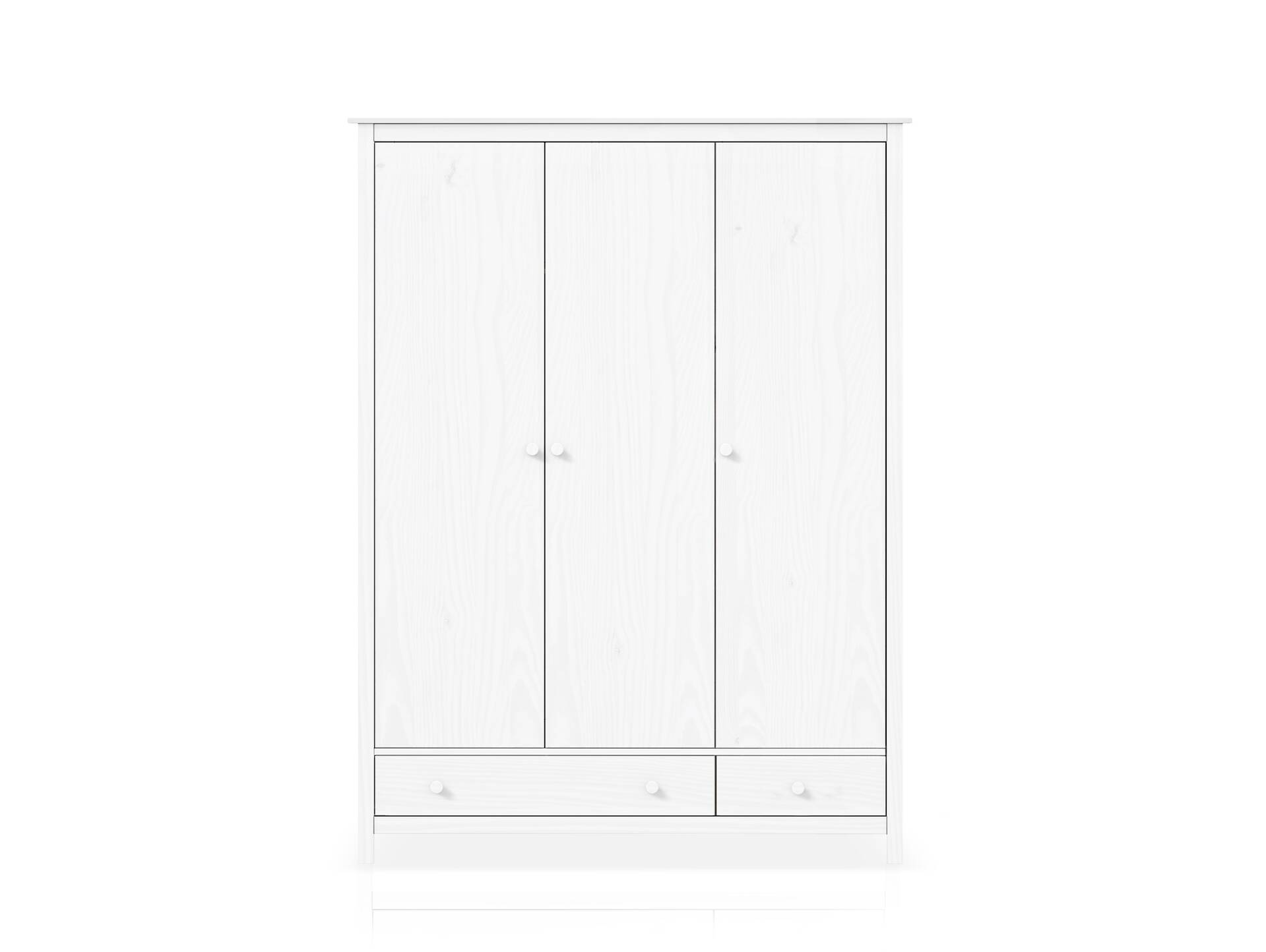 TOBINO Kleiderschrank 3trg, Material Massivholz, Kiefer Kiefer weiss | Holz
