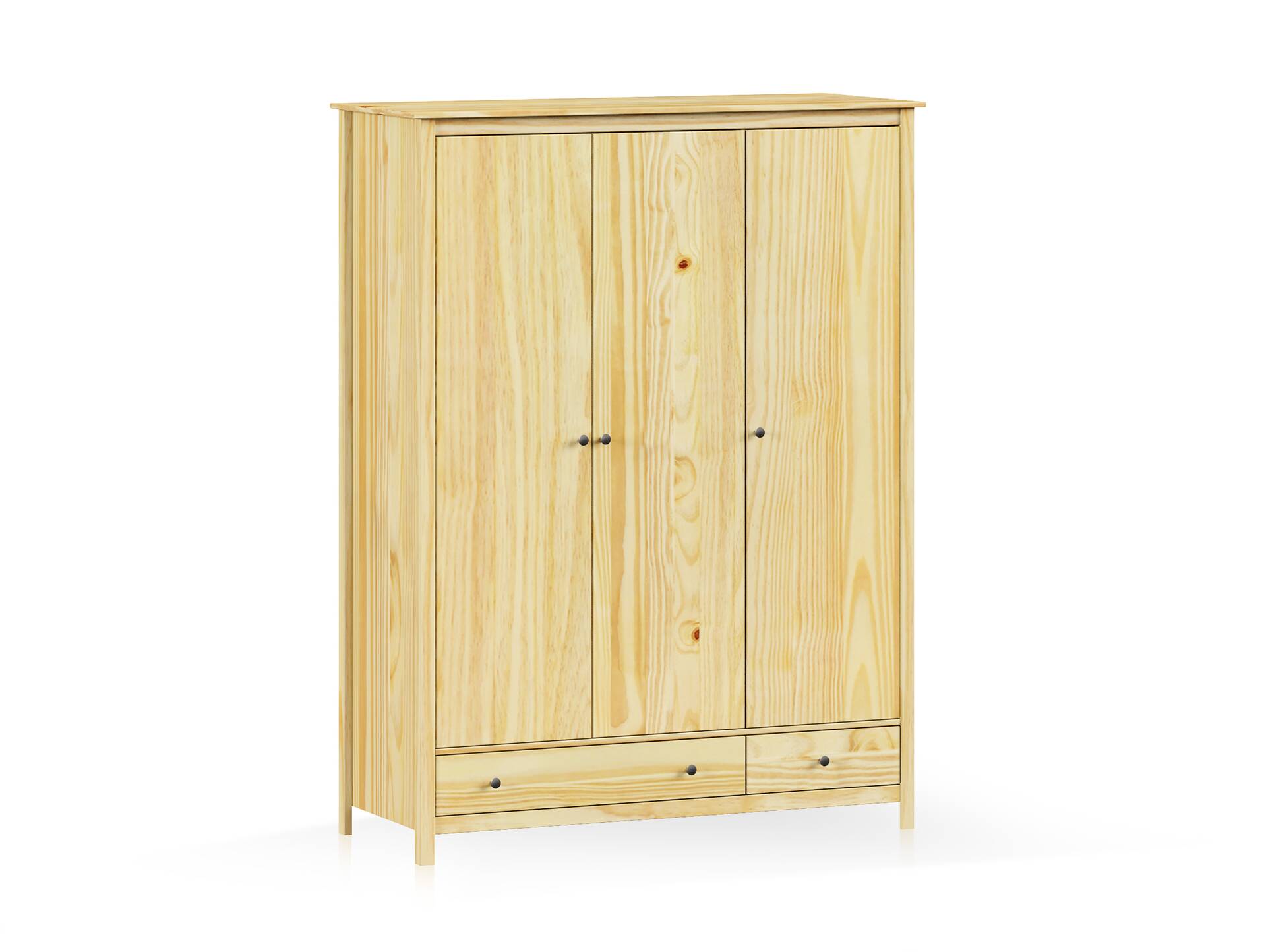TOBINO Kleiderschrank 3trg, Material Massivholz, Kiefer Kiefer natur | Metall