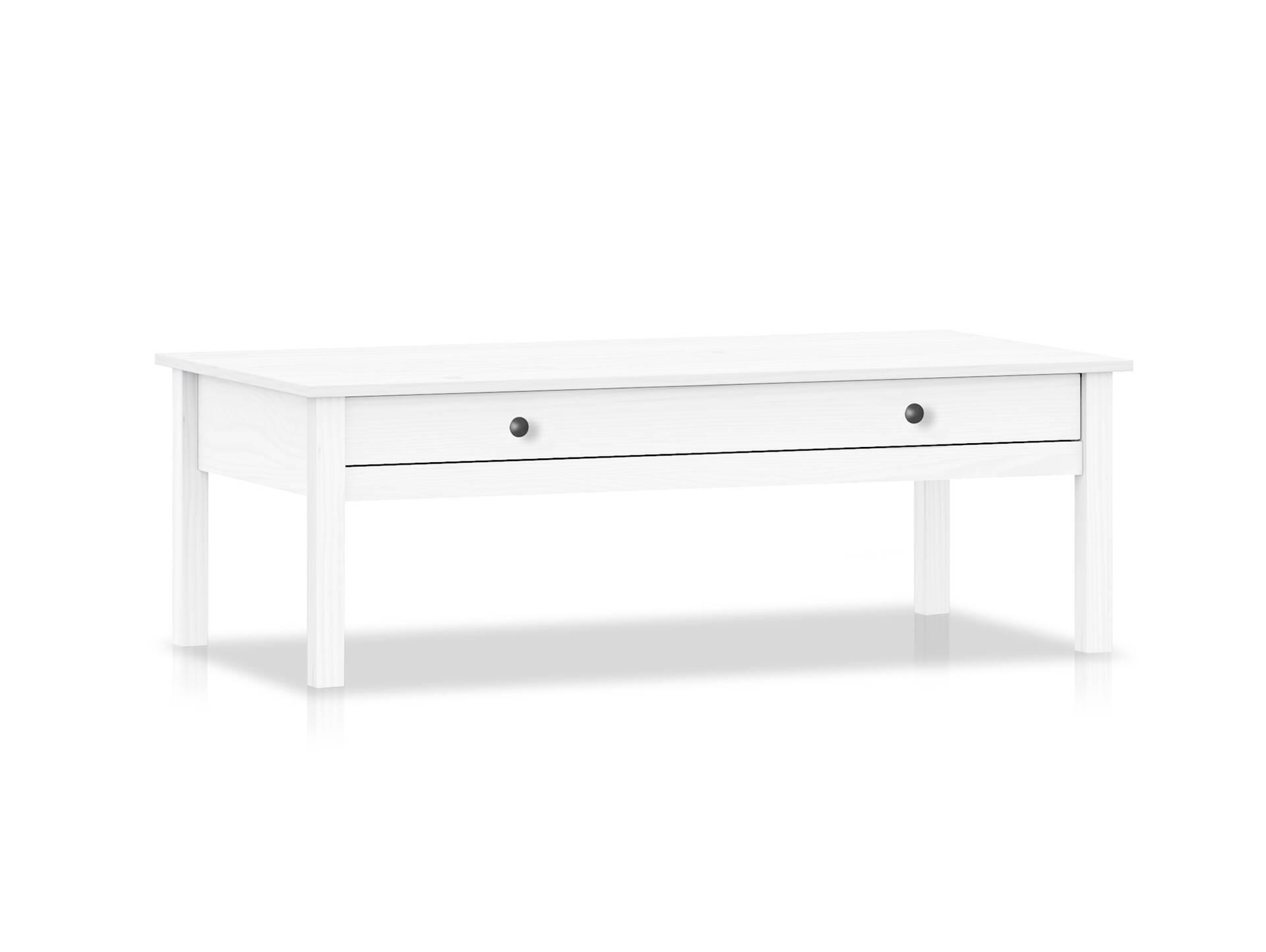 TOBINO Couchtisch mit Schublade,Material Massivholz, Kiefer Kiefer weiss
