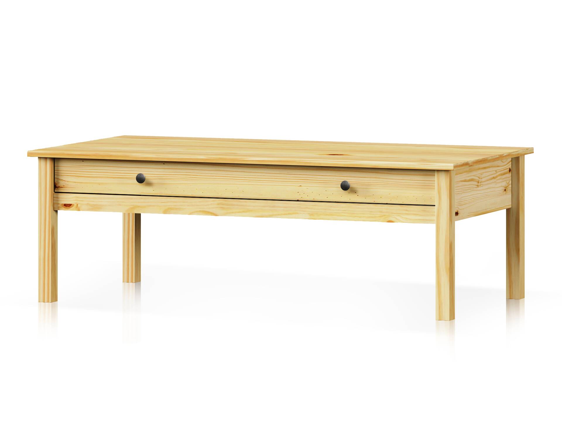 TOBINO Couchtisch mit Schublade,Material Massivholz, Kiefer Kiefer natur | Metall