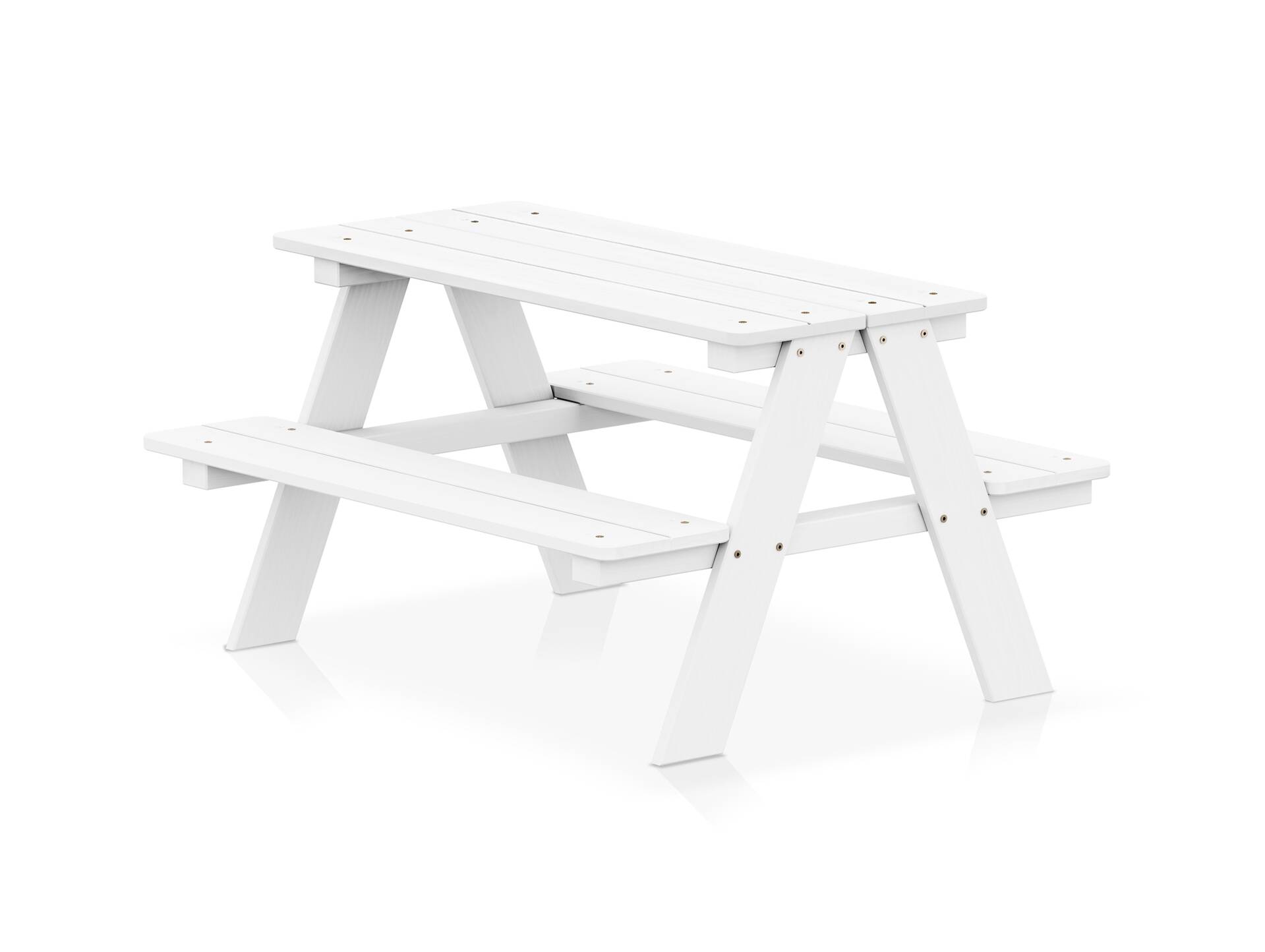 PICKNICK Kinder-Sitzgruppe, Material Massivholz Kiefer weiss lackiert