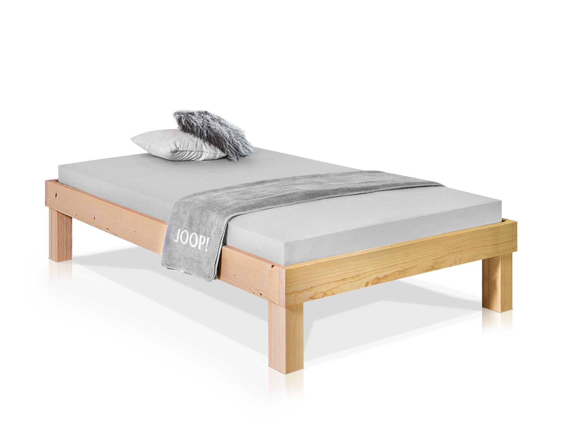 PUMBA Massivholzbett ohne Kopfteil, Material Massivholz, Fichte 90 x 200 cm | eichefarbig | Komforthöhe