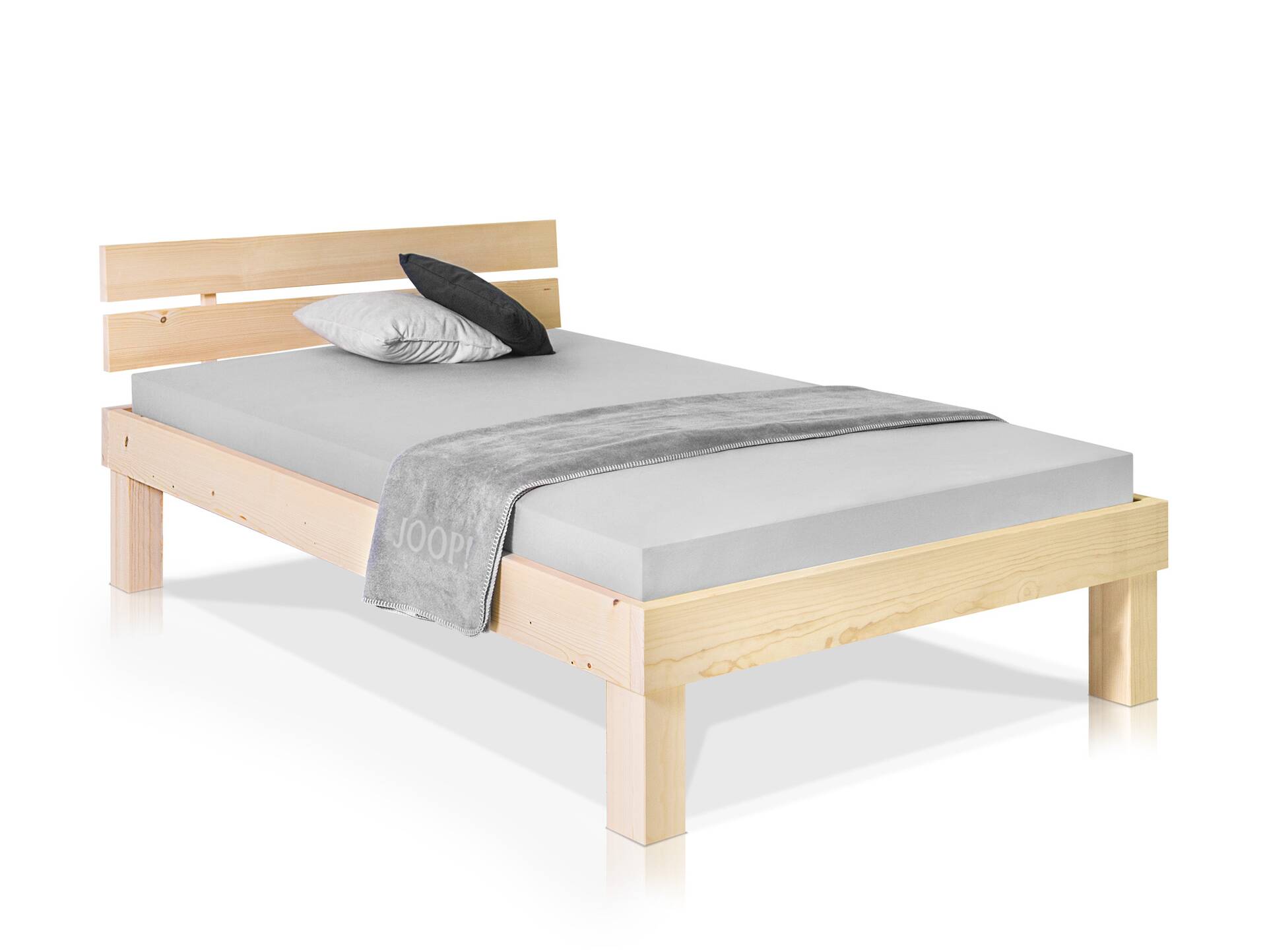 PUMBA Massivholzbett mit Kopfteil, Material Massivholz, Fichte 90 x 200 cm | natur | Komforthöhe