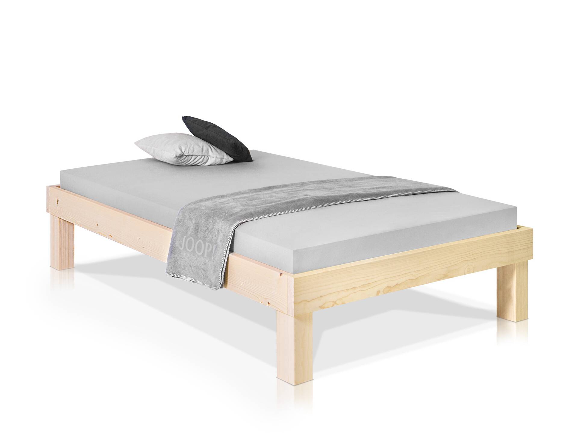 PUMBA Massivholzbett ohne Kopfteil, Material Massivholz, Fichte 90 x 200 cm | natur | Komforthöhe