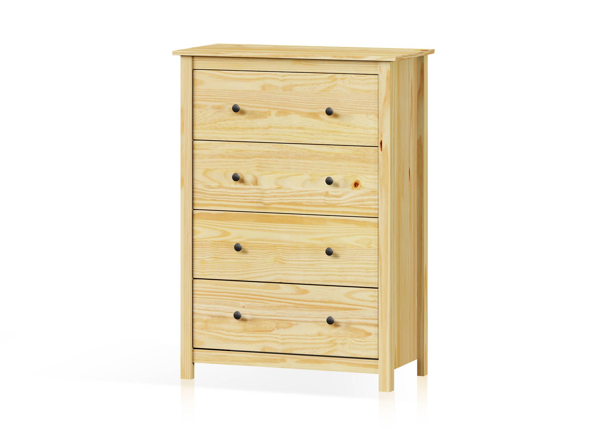 TOBINO Kommode mit 4 Schubladen, Material Massivholz, Kiefer Kiefer natur | Metall