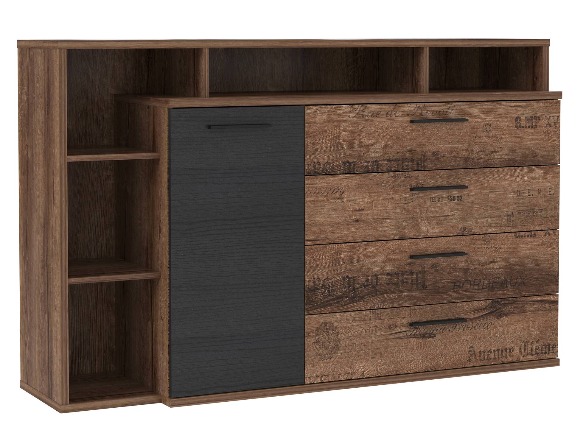 JESOLO Sideboard, Material Dekorspanplatte, schlammeichefarbig 