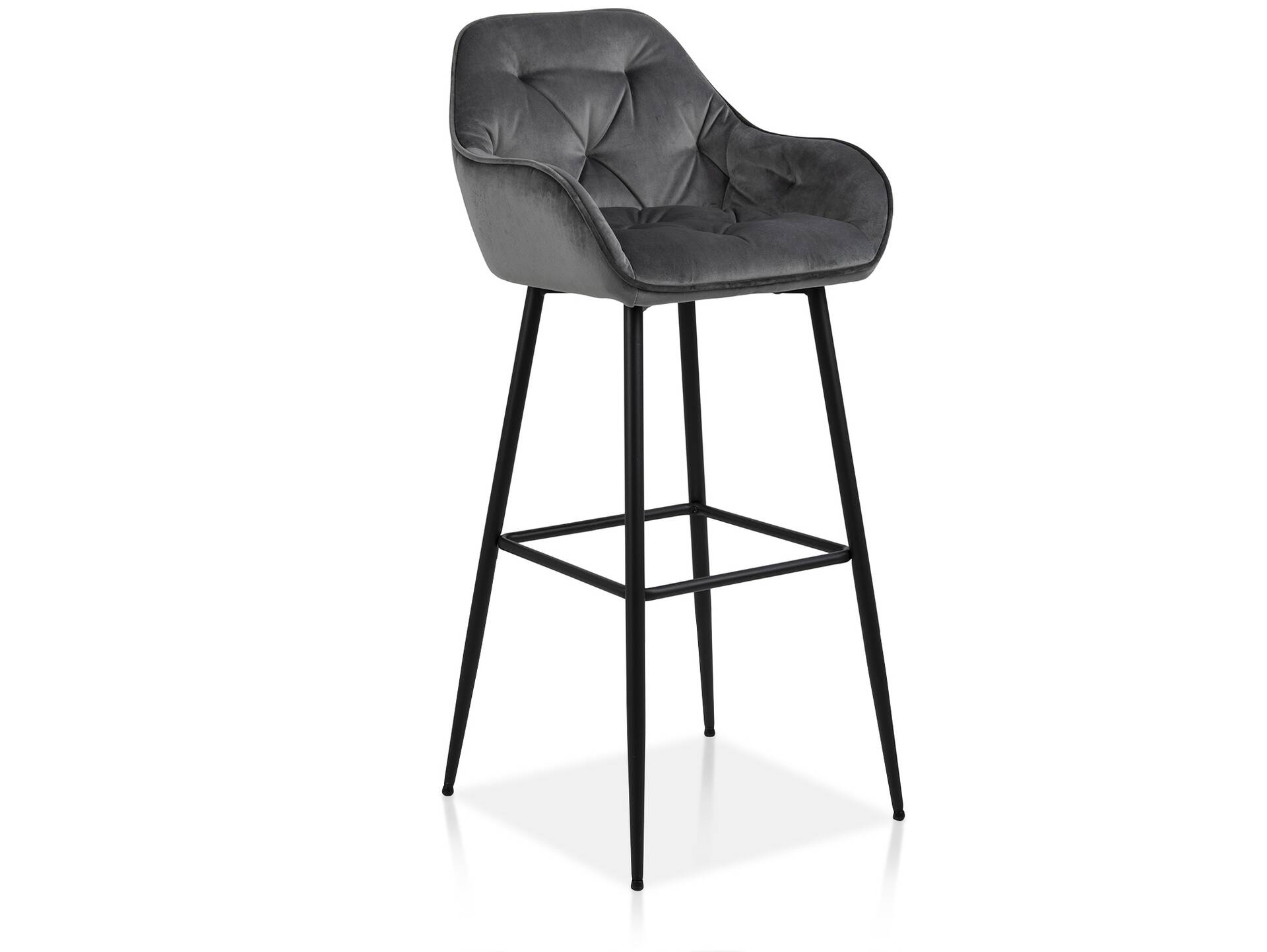 BALCO Barhocker, Samtoptik, Metall schwarz Dunkelgrau