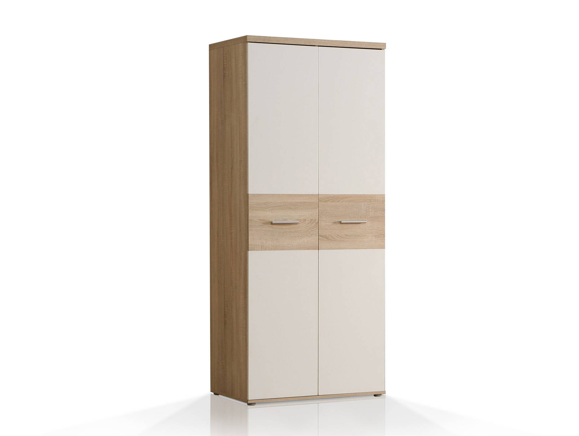 WALDY Kleiderschrank mit 2 Türen, Material Dekorspanplatte, Eiche sonomafarbig/weiss 