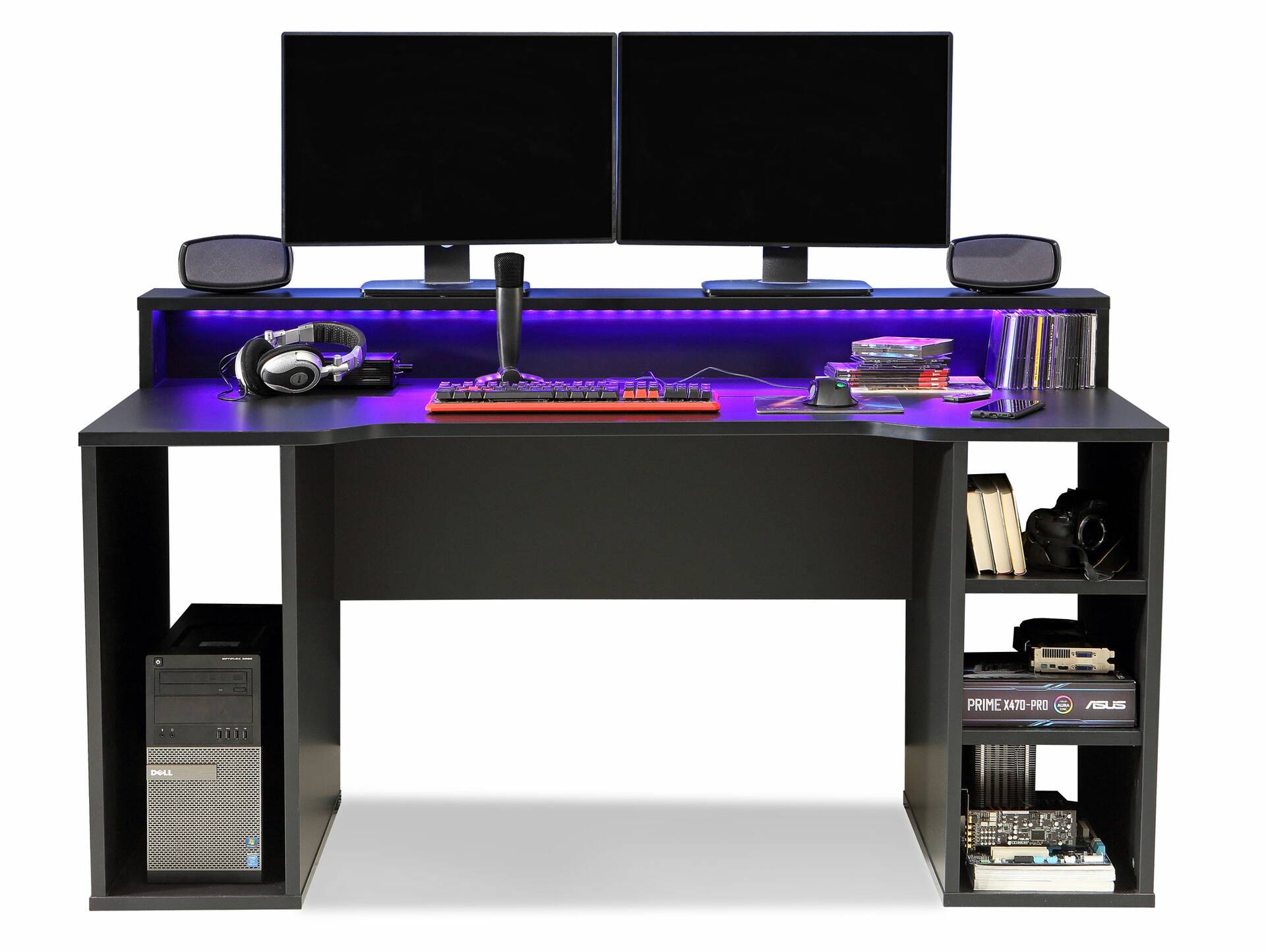 TEZO Gaming Schreibtisch, Material Dekorspanplatte, schwarz matt 