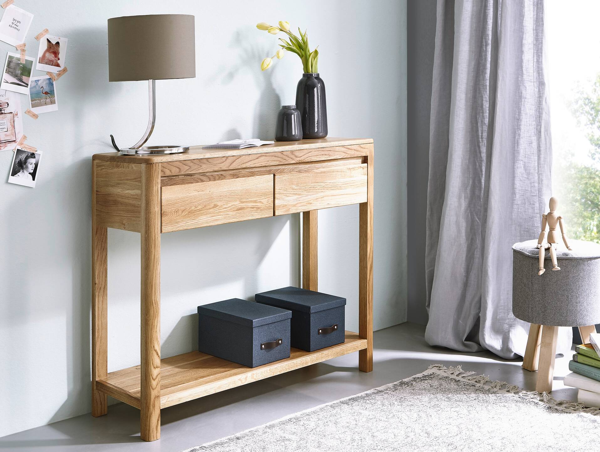 VERONA Konsolentisch, Material Massivholz, Wildeiche geölt 