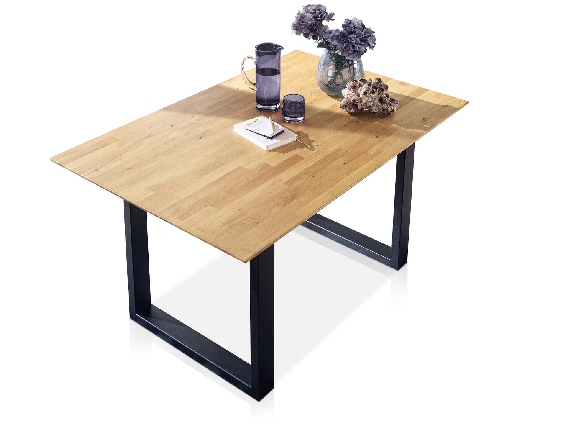 SONERO Esstisch / Ausziehtisch mit Kufenbeinen, Material Massivholz Wildeiche | 180/230x90 cm