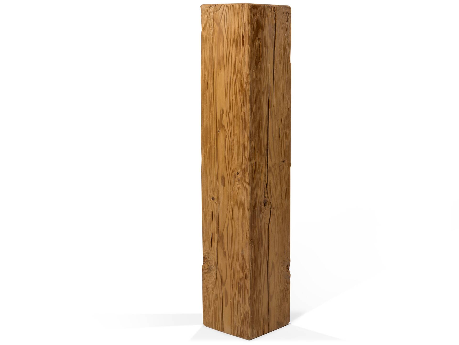 CURBY Blumensäule in rustikaler Altholzoptik, Fichte massiv 25x25 cm | 125 cm | gehackt