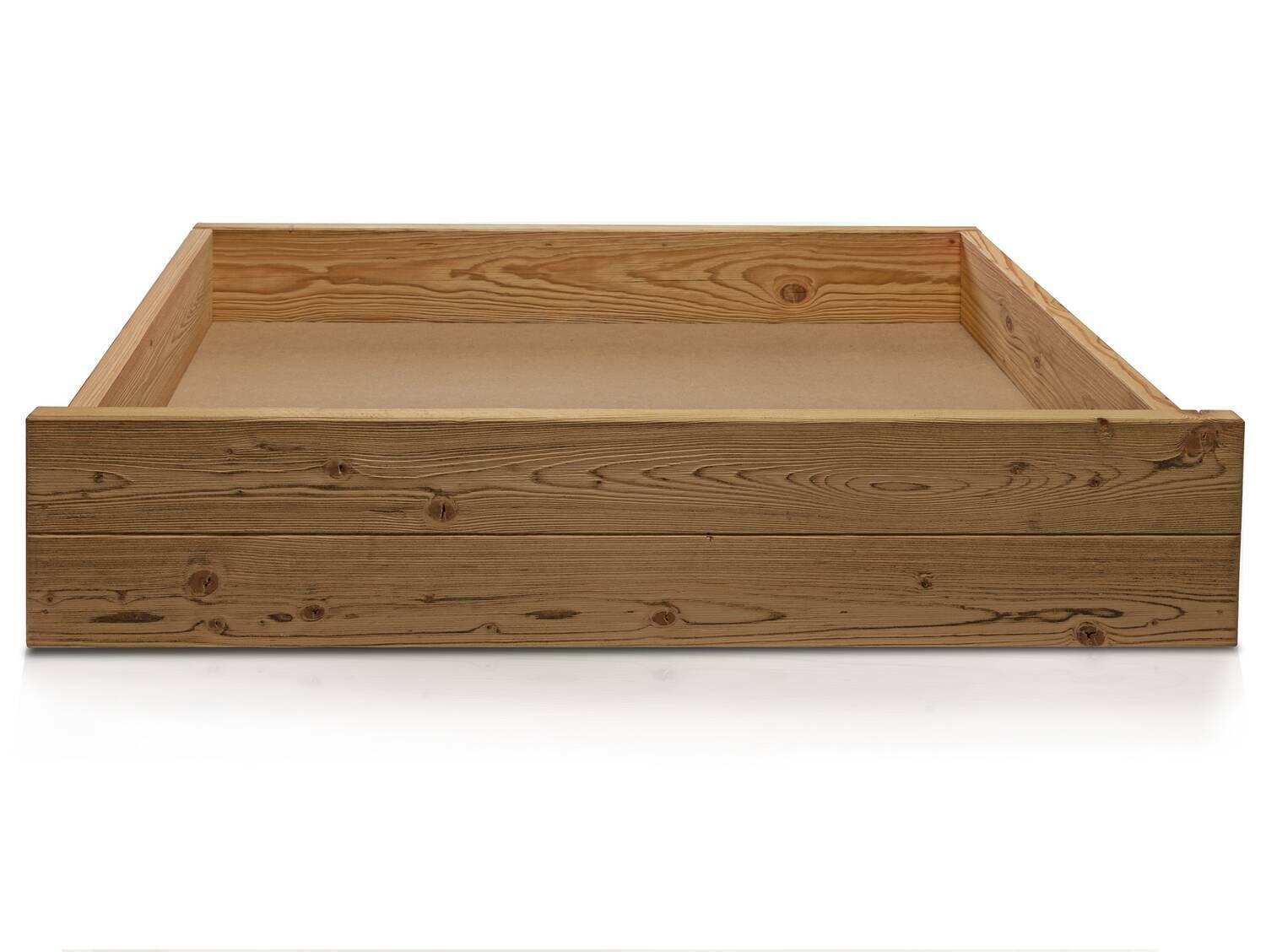 CURBY Bettschublade für Balkenbett Überlänge, groß | Material Massivholz, Thermo-Fichte, VINTAGE 