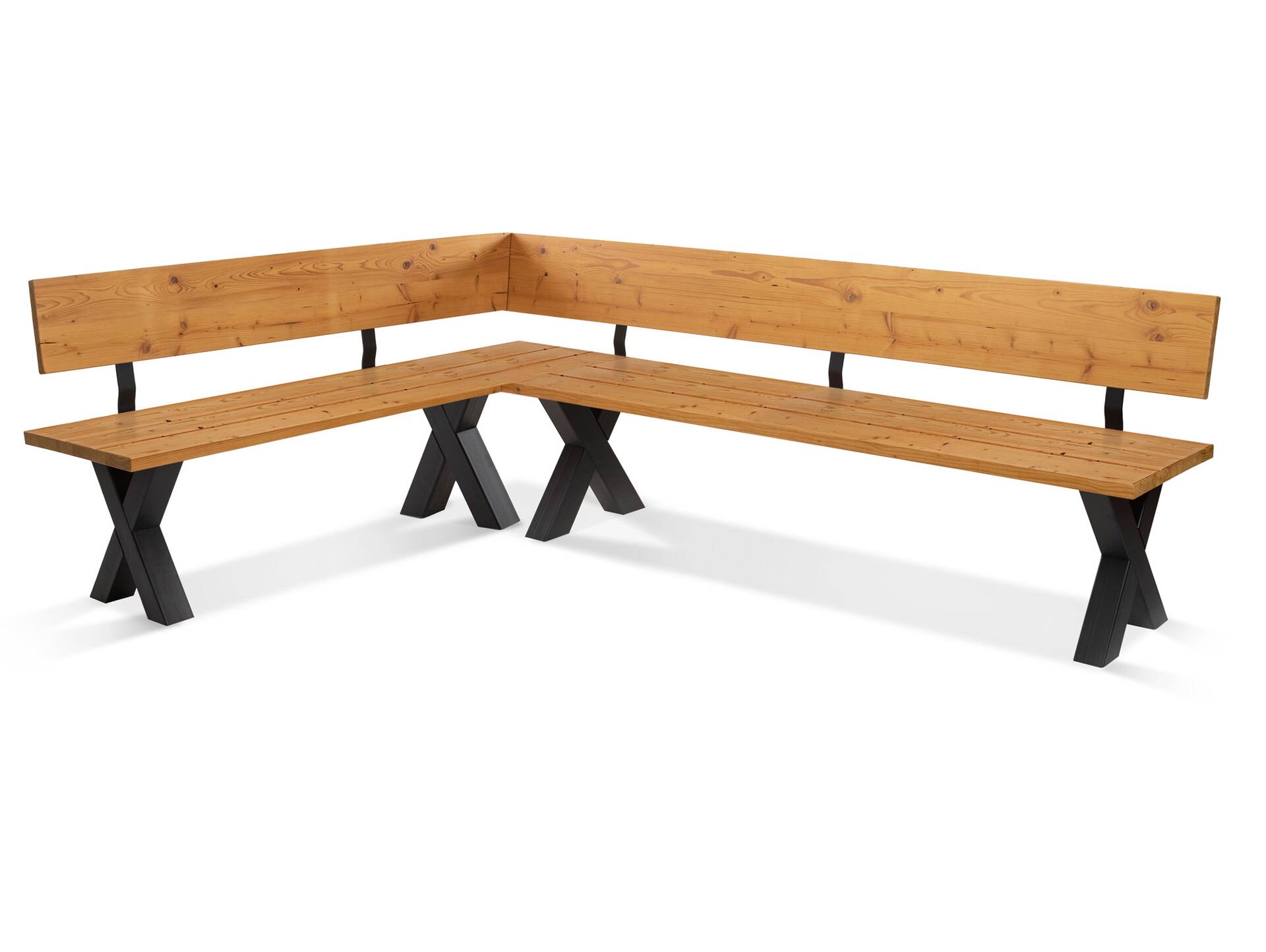 KENTUCKY Garten-Eckbank mit X-Beinen, Altholzoptik, Material Massivholz, THERMO-Fichte gebürstet/lasiert 167 x 224 cm | natur