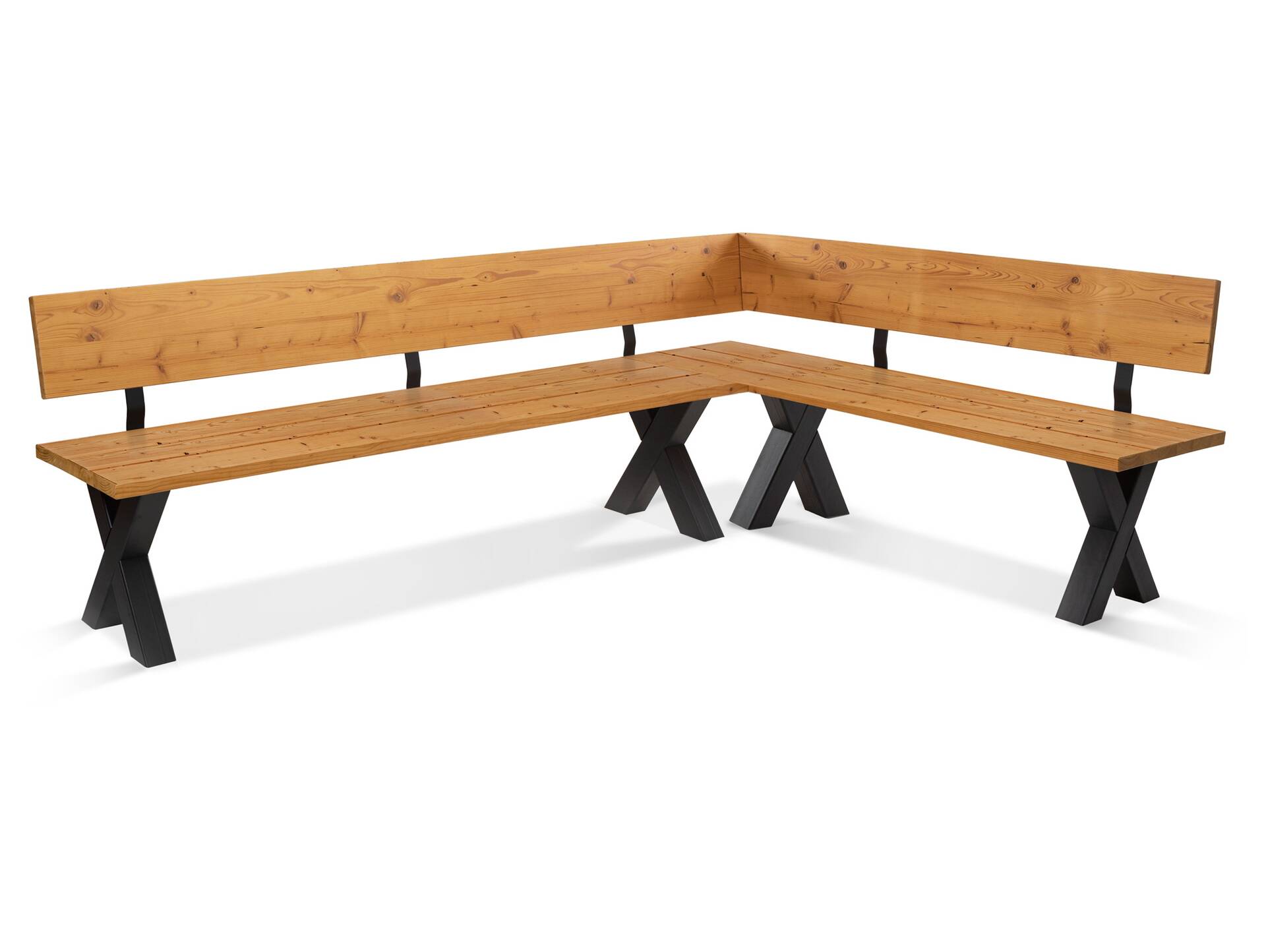 KENTUCKY Garten-Eckbank mit X-Beinen, Altholzoptik, Material Massivholz, THERMO-Fichte gebürstet/lasiert 224 x 167 cm | natur