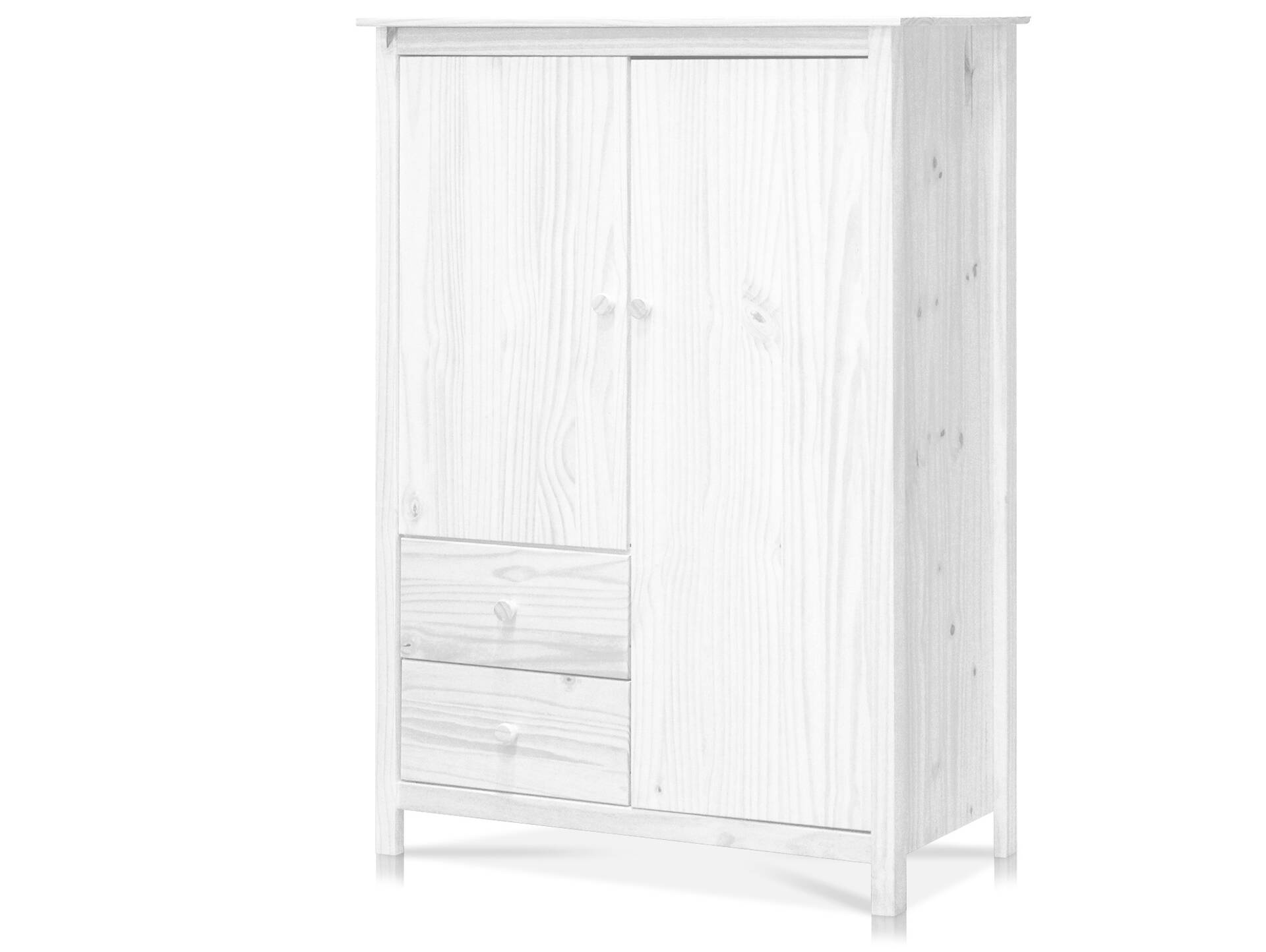 TOBINO Kleiderschrank/Wäscheschrank 2trg, Material Massivholz, Kiefer Kiefer weiss