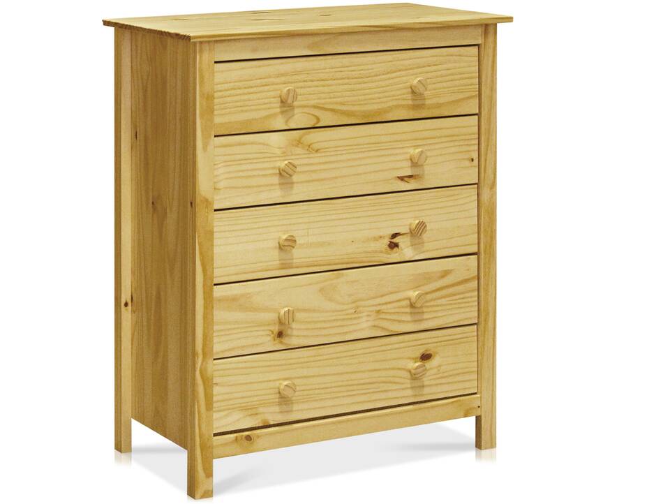 TOBINO Kommode mit 5 Schubladen, Material Massivholz, Kiefer Kiefer natur | Holz