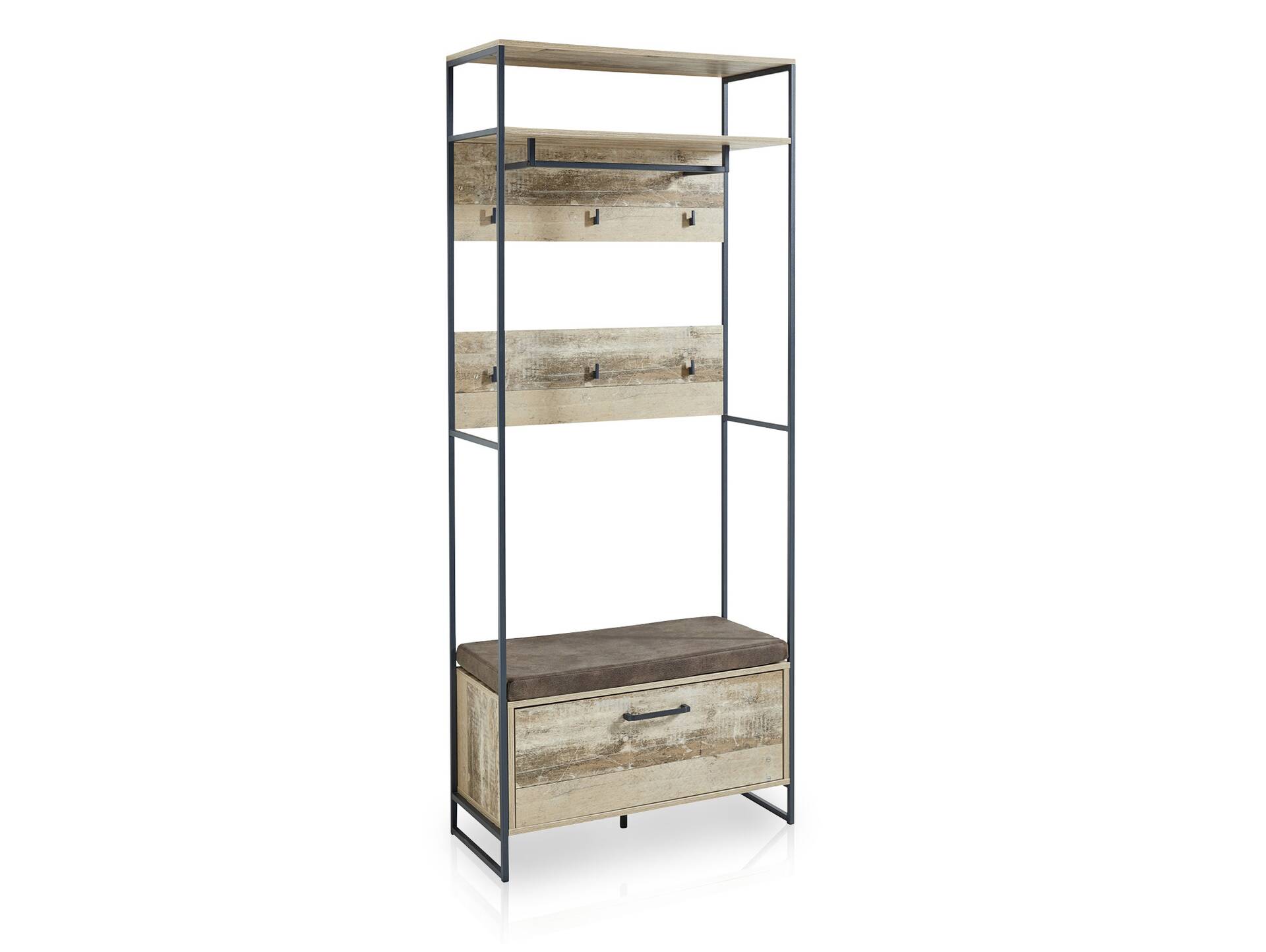 RAMINA Bankregal mit Sitzkissen, Material Dekorspanplatte, Used Style braun/anthrazit 