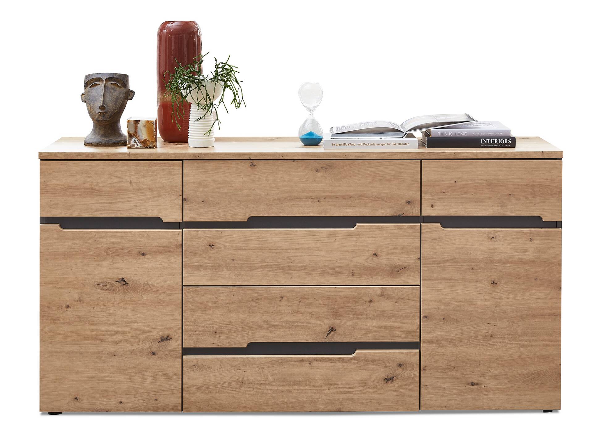 MAILAND Sideboard, Material Dekorspanplatte Artisan eichefarbig / Graphit