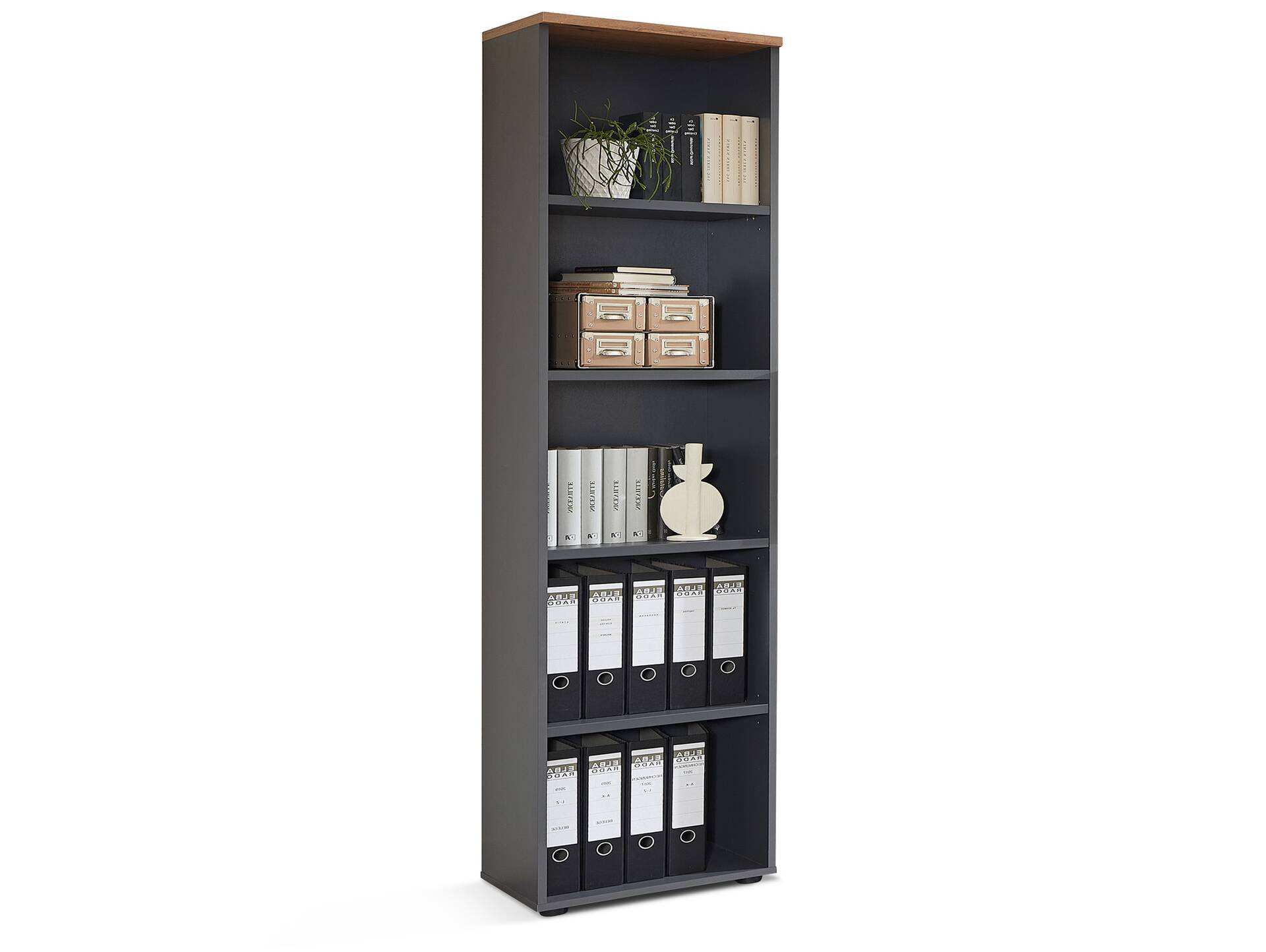 MAILAND Büroregal III, Material Dekorspanplatte Artisan Eichefarbig / Graphit