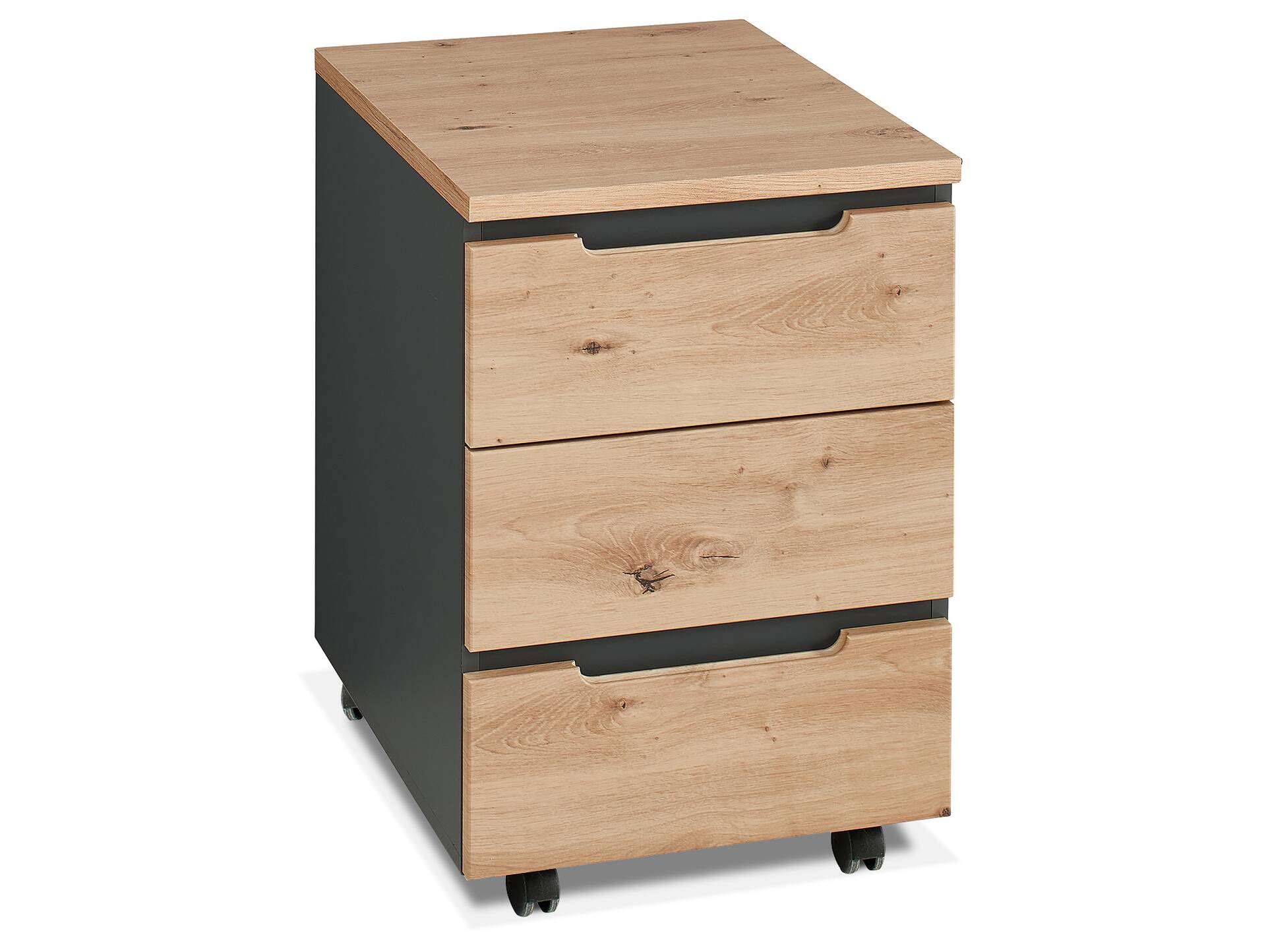 MAILAND Rollcontainer II, Material Dekorspanplatte Artisan Eichefarbig / Graphit