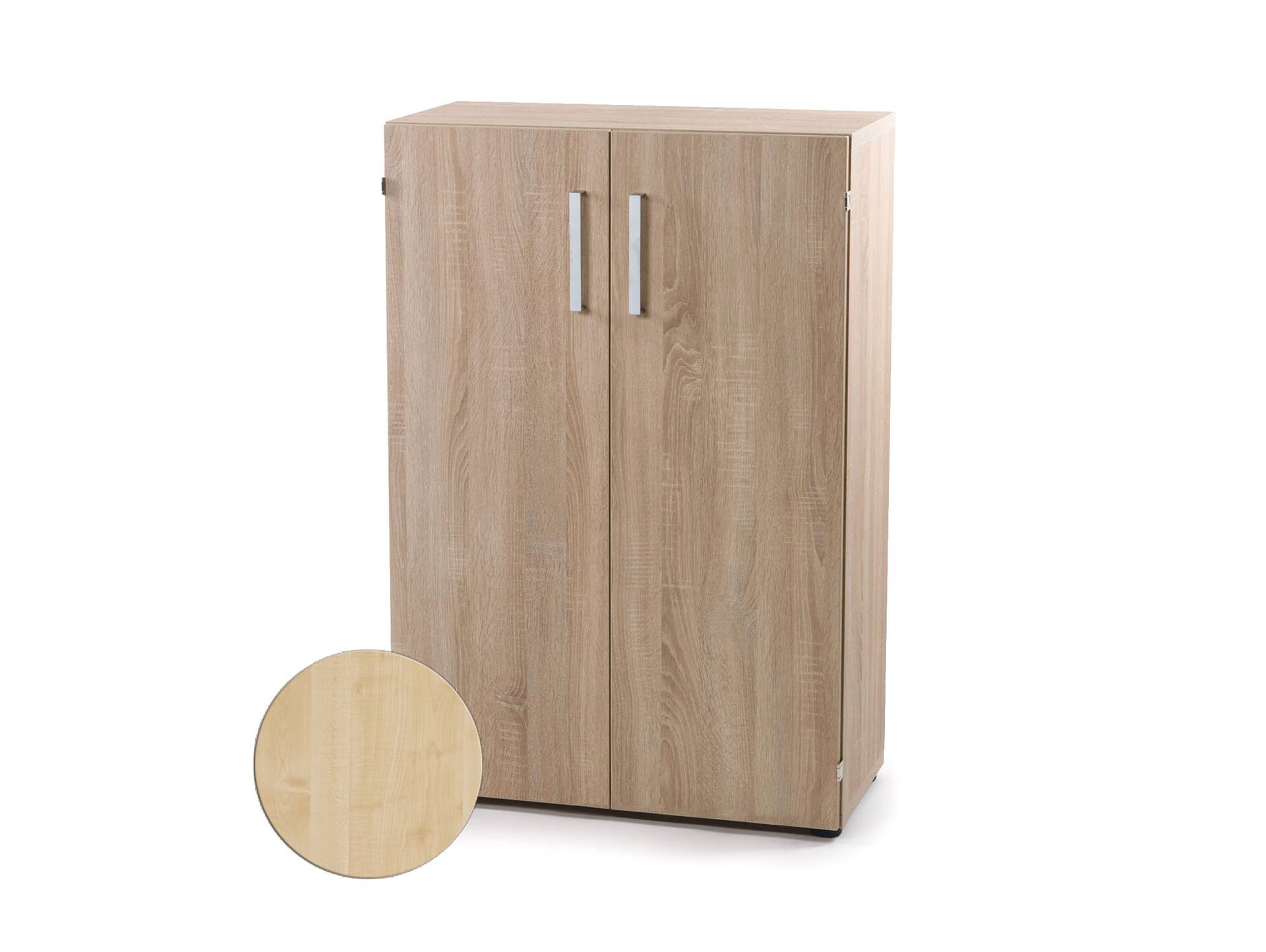 OFFICE ONE Büroschrank, 2-türig, Material Dekorspanplatte ahornfarbig | 120 cm