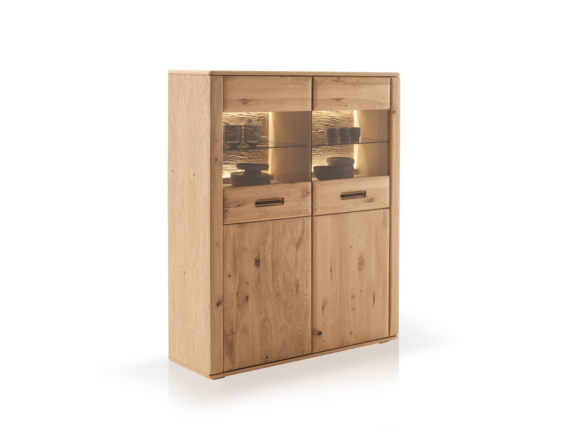 ASKARO Highboard I, Material Teilmassiv, Balkeneiche geölt 