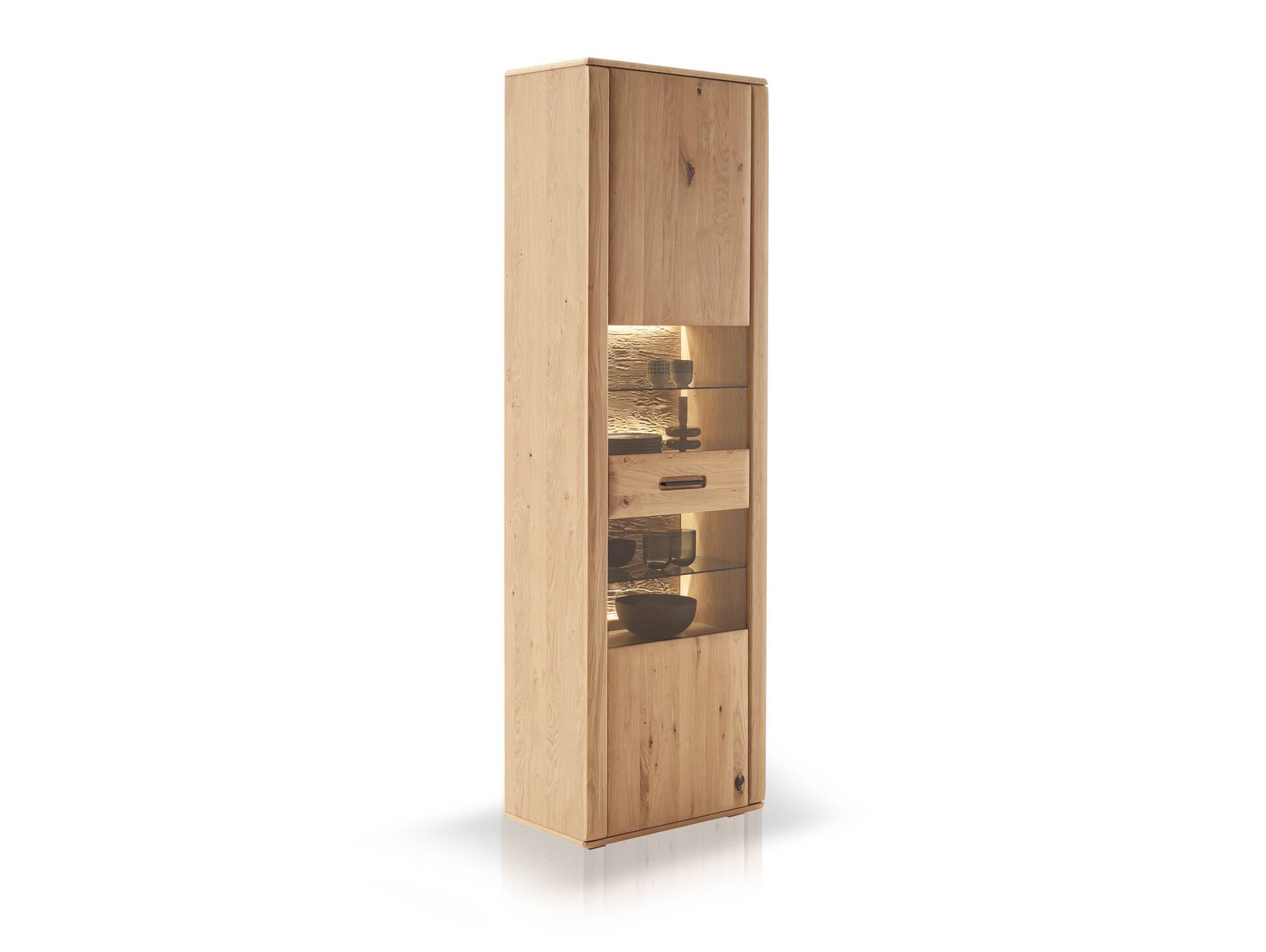 ASKARO Vitrine, Material Teilmassiv, Balkeneiche geölt 