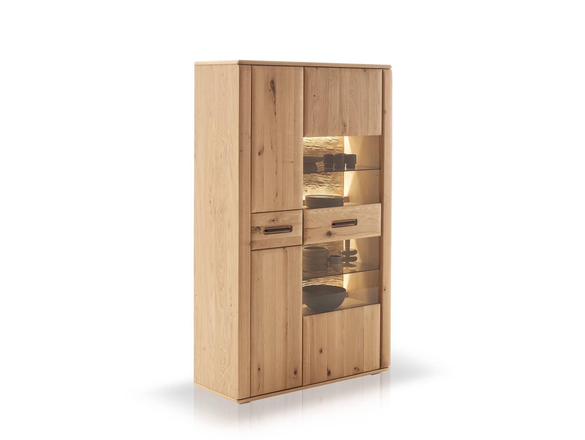 ASKARO Highboard II, Material Teilmassiv, Balkeneiche geölt 