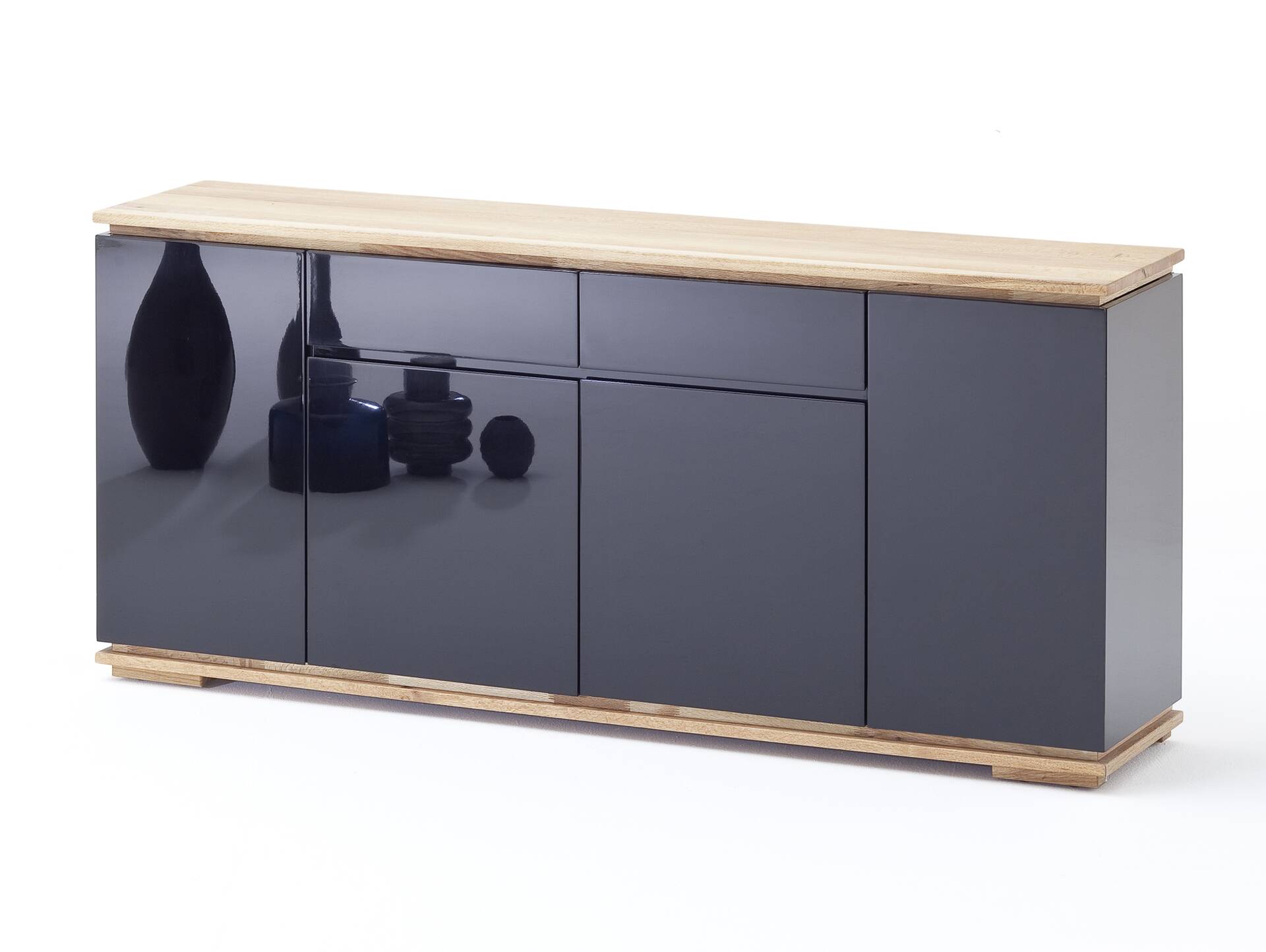 CITTO Sideboard II mit 4 Türen + 2 Schubkästen, Material Massivholz/MDF, Asteiche geölt 