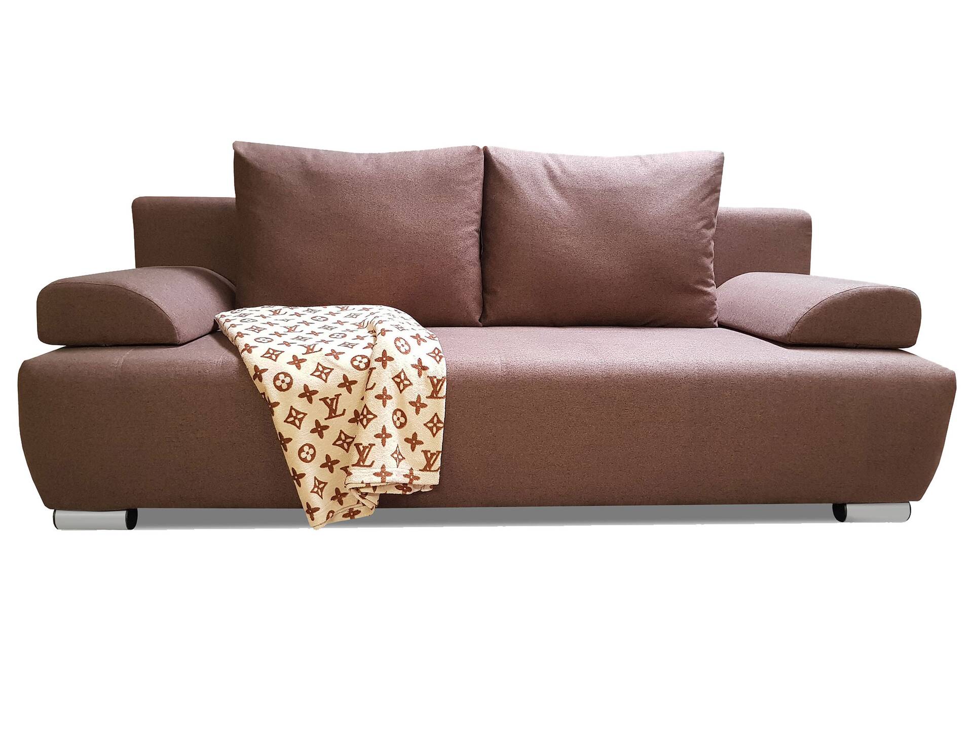 AMIR Schlafsofa mit Bettkasten, Stoffbezug dunkelbraun/beige